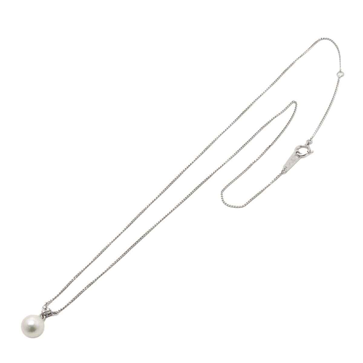 Akoya Pearl 7.5mm Diamond 0.04ct Necklace 18K WG 750