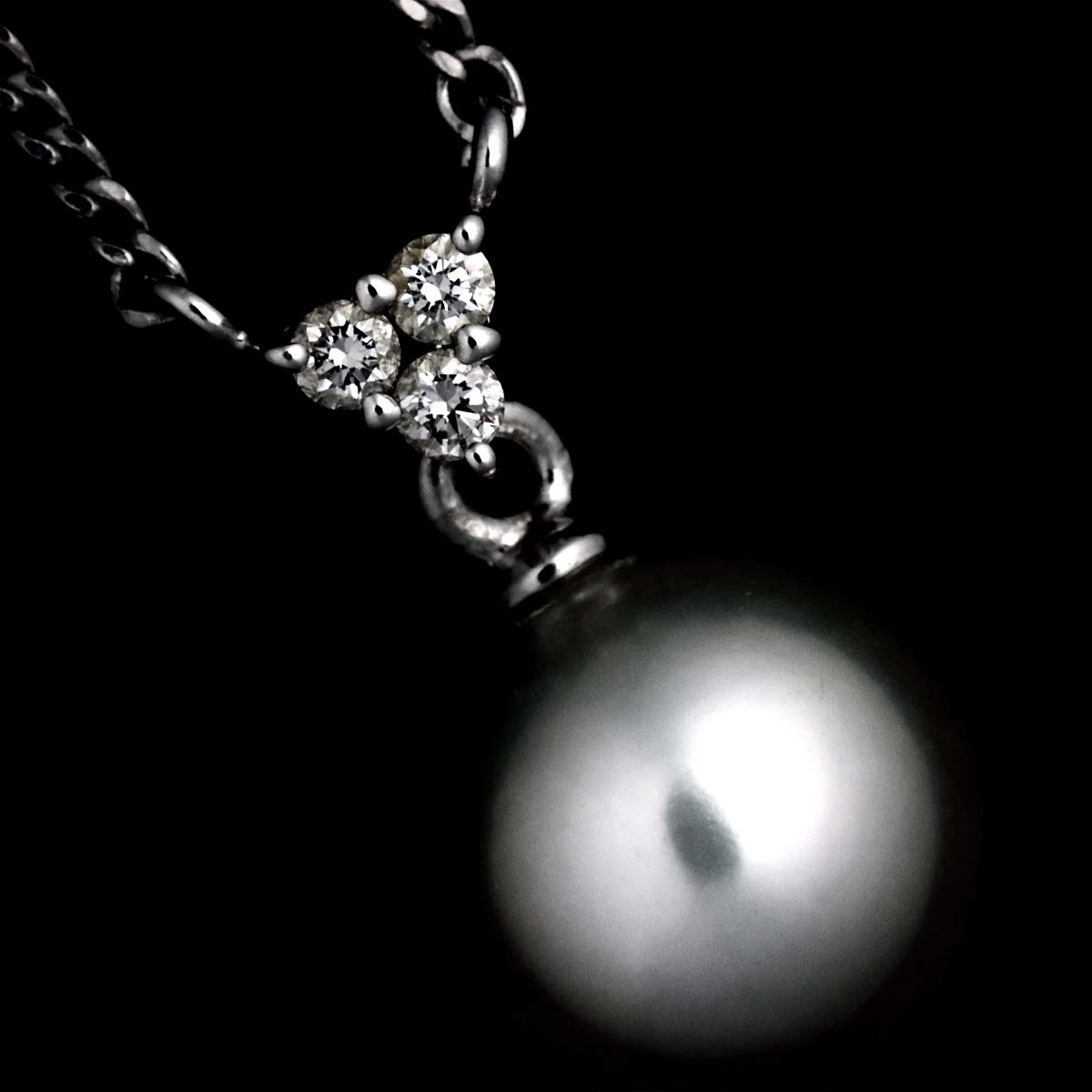 Akoya Pearl 7.5mm Diamond 0.04ct Necklace 18K WG 750