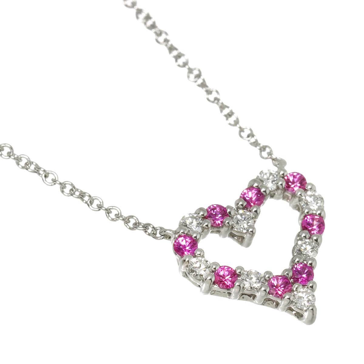Sentimental Heart Sapphire Diamond Necklace Platinum