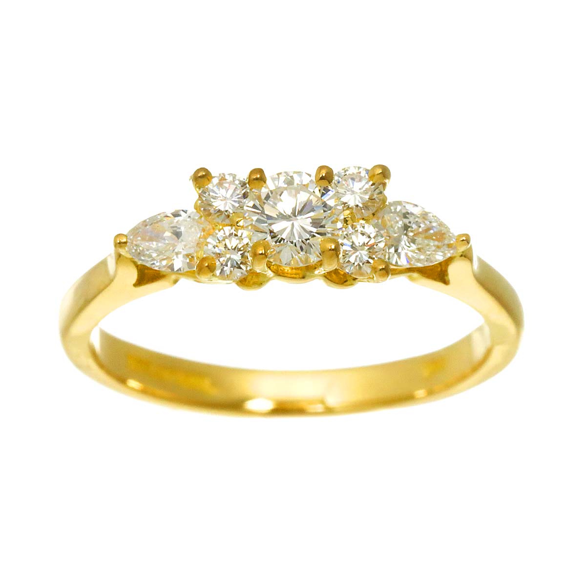 Seven Stone Diamond Ring 18K YG 750 size5.75-6(US)