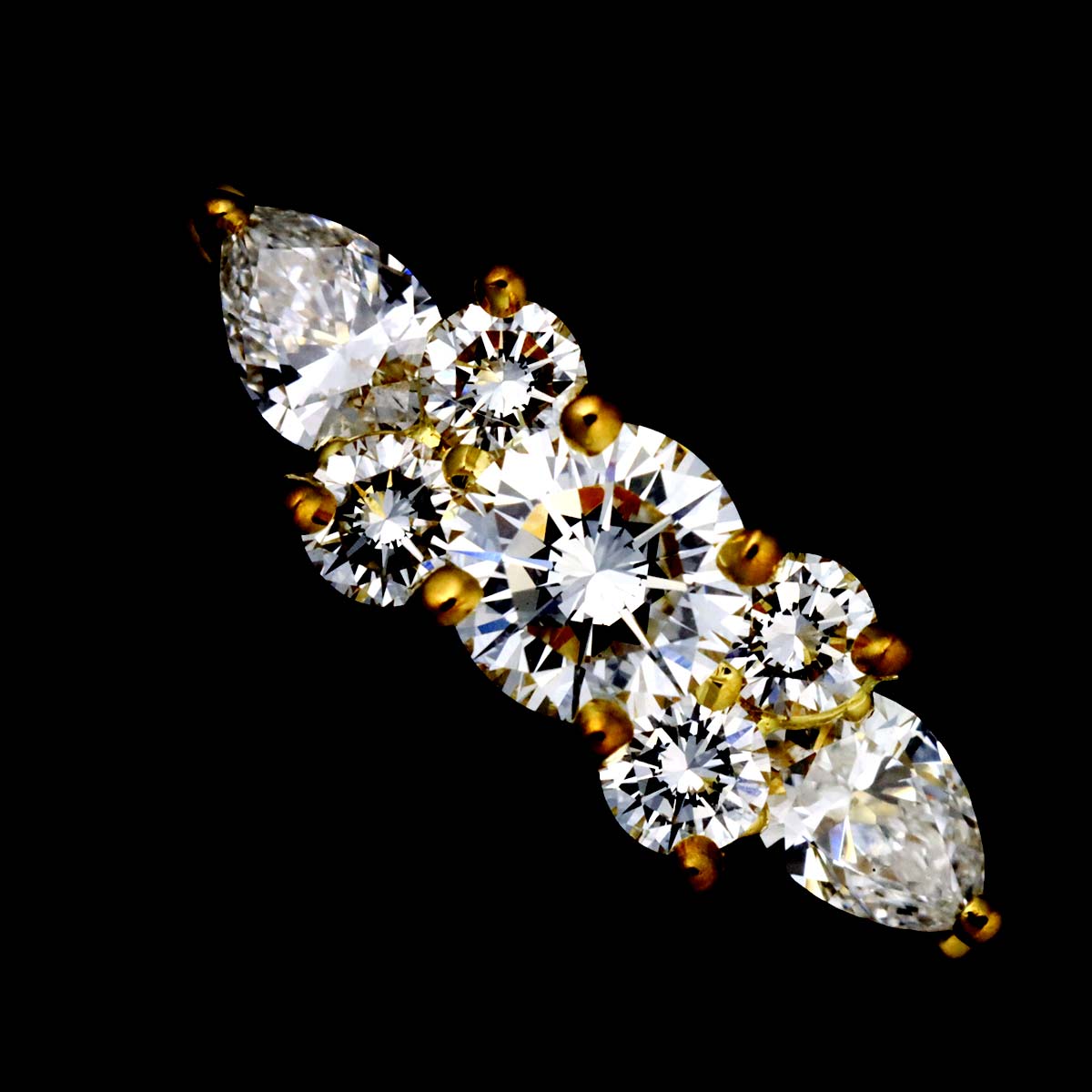 Seven Stone Diamond Ring 18K YG 750 size5.75-6(US)