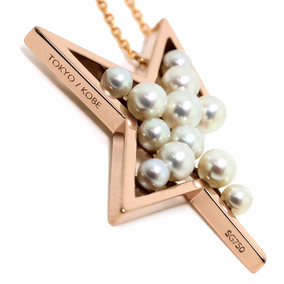 Freshwater cultured pearl 3.8-2.9mm Necklace 18K Pink Gold 750