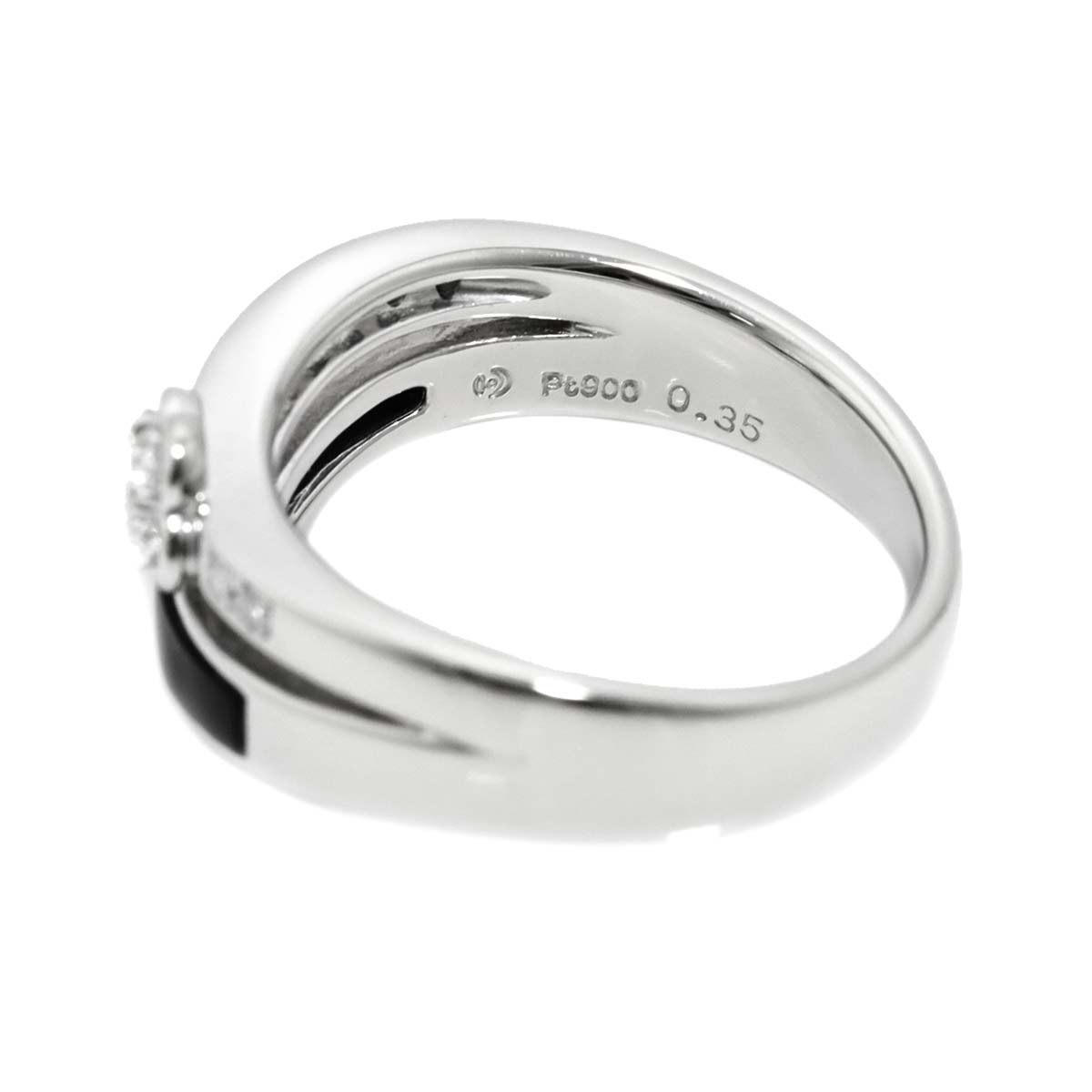 Diamond 0.35/0.06ct Onyx Ring Platinum size7.5(US)