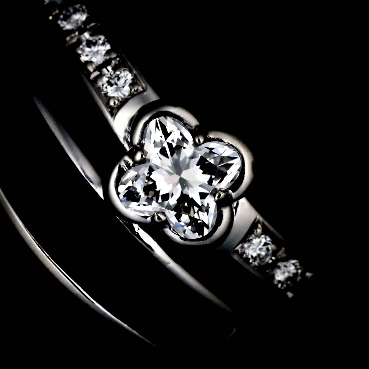 Diamond 0.35/0.06ct Onyx Ring Platinum size7.5(US)