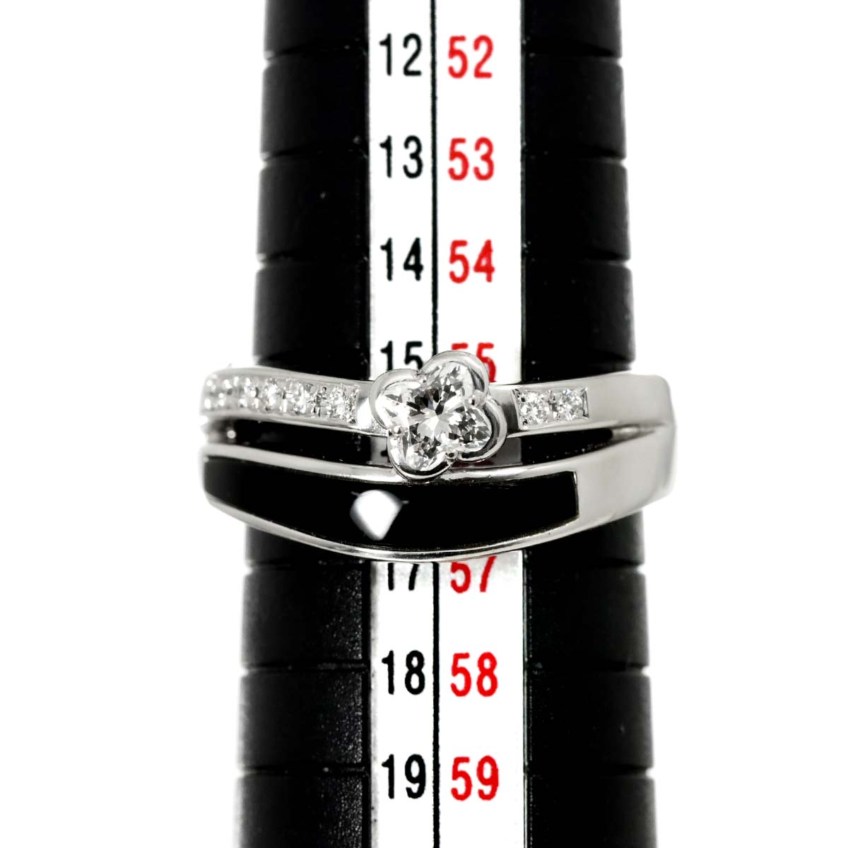 Diamond 0.35/0.06ct Onyx Ring Platinum size7.5(US)