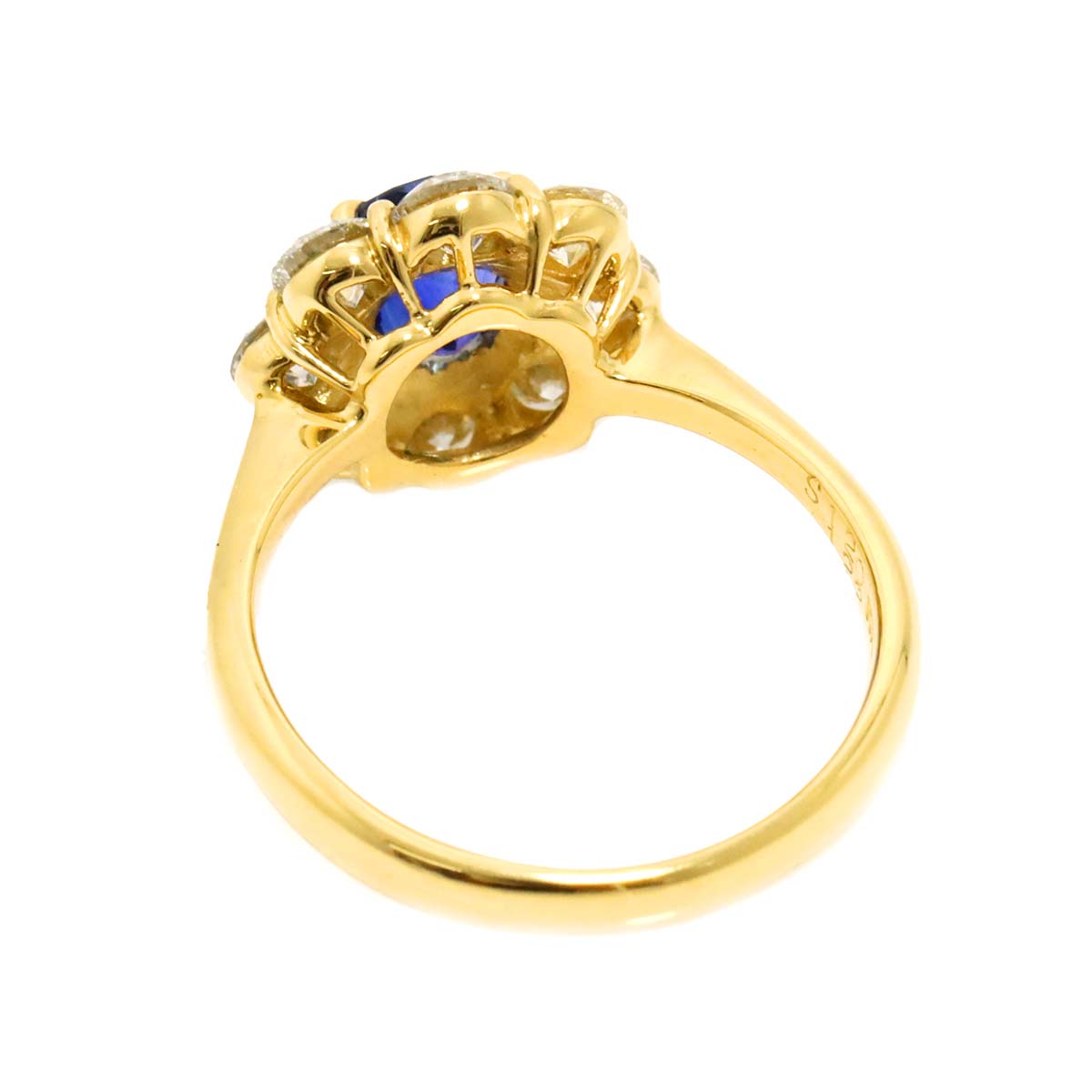 Sapphire 1.20ct Diamond 1.22ct Ring 18K Yellow Gold 750 6 (US)