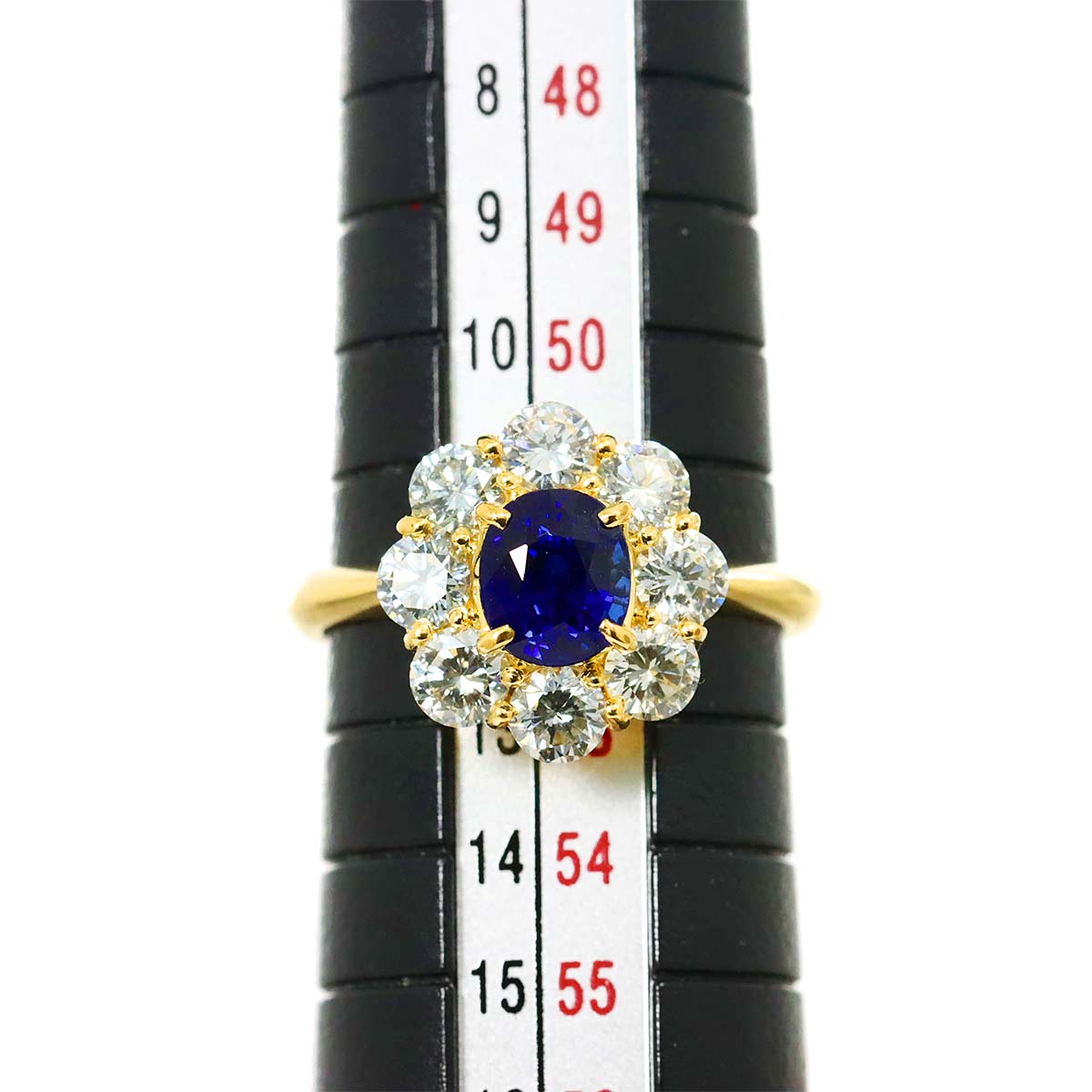Sapphire 1.20ct Diamond 1.22ct Ring 18K Yellow Gold 750 6 (US)