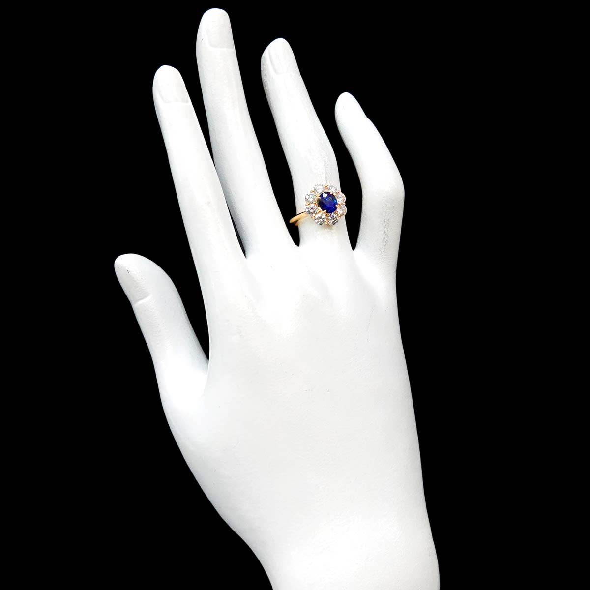 Sapphire 1.20ct Diamond 1.22ct Ring 18K Yellow Gold 750 6 (US)