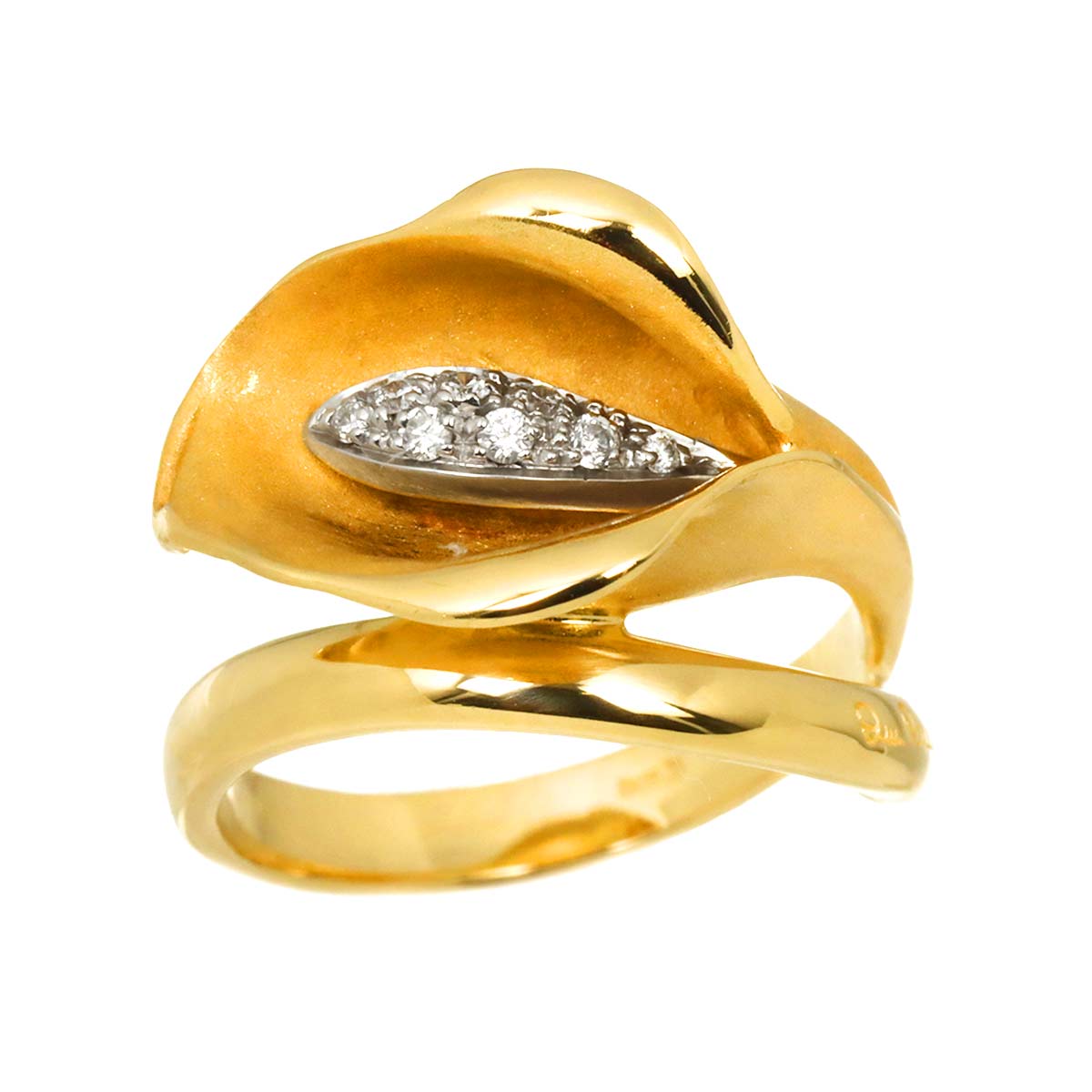 Diamond Ring 18K YG 750 Size6.5-6.75(US)