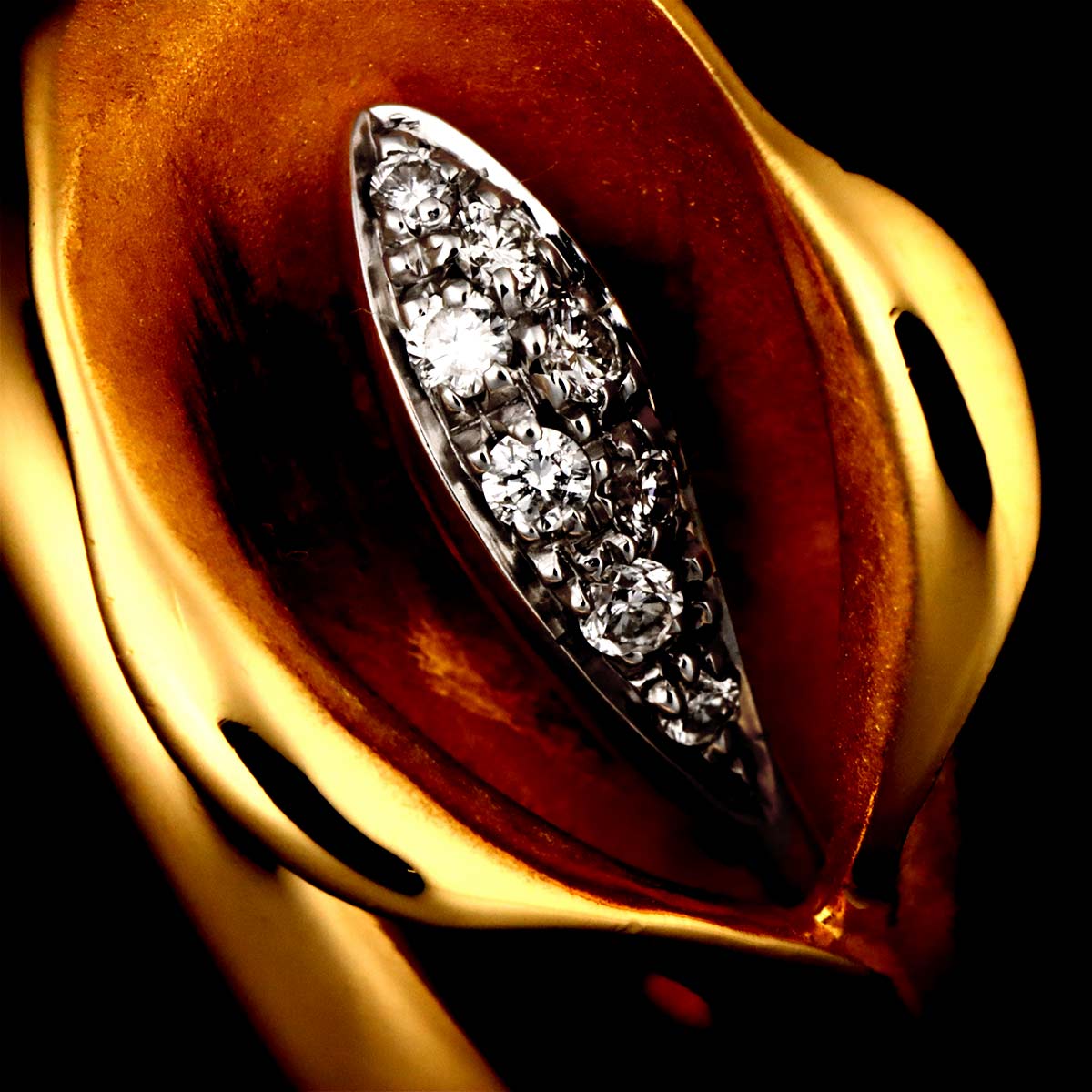 Diamond Ring 18K YG 750 Size6.5-6.75(US)