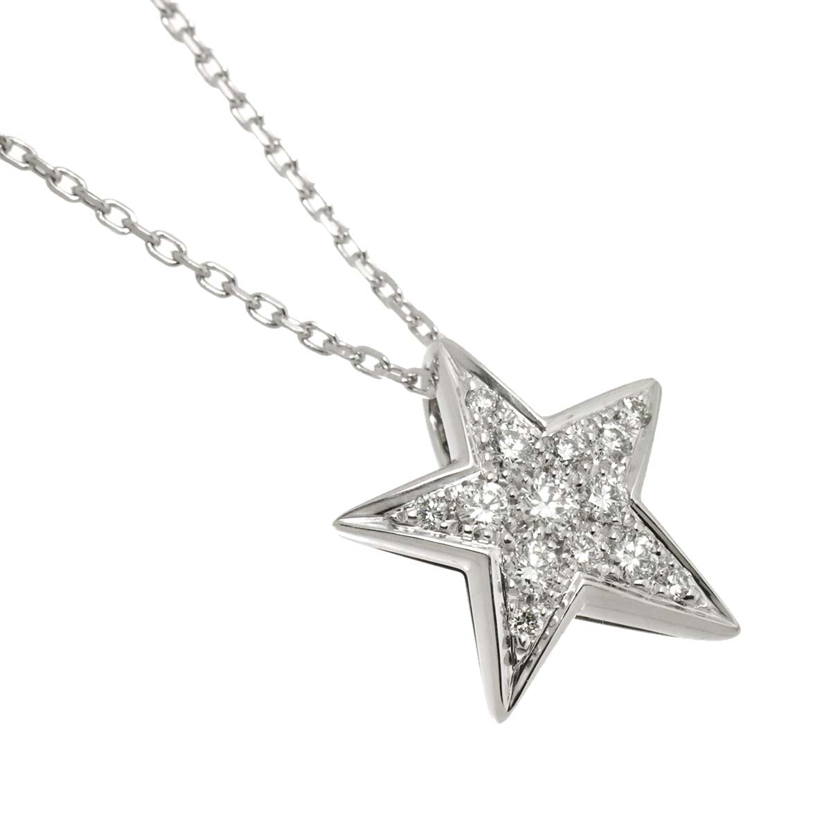 Comet Diamond Necklace MM 18K White Gold 750