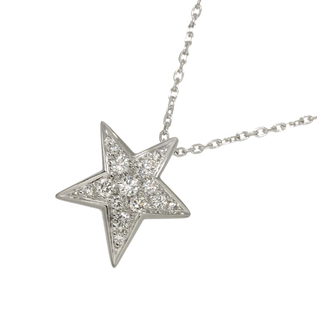 Comet Diamond Necklace MM 18K White Gold 750