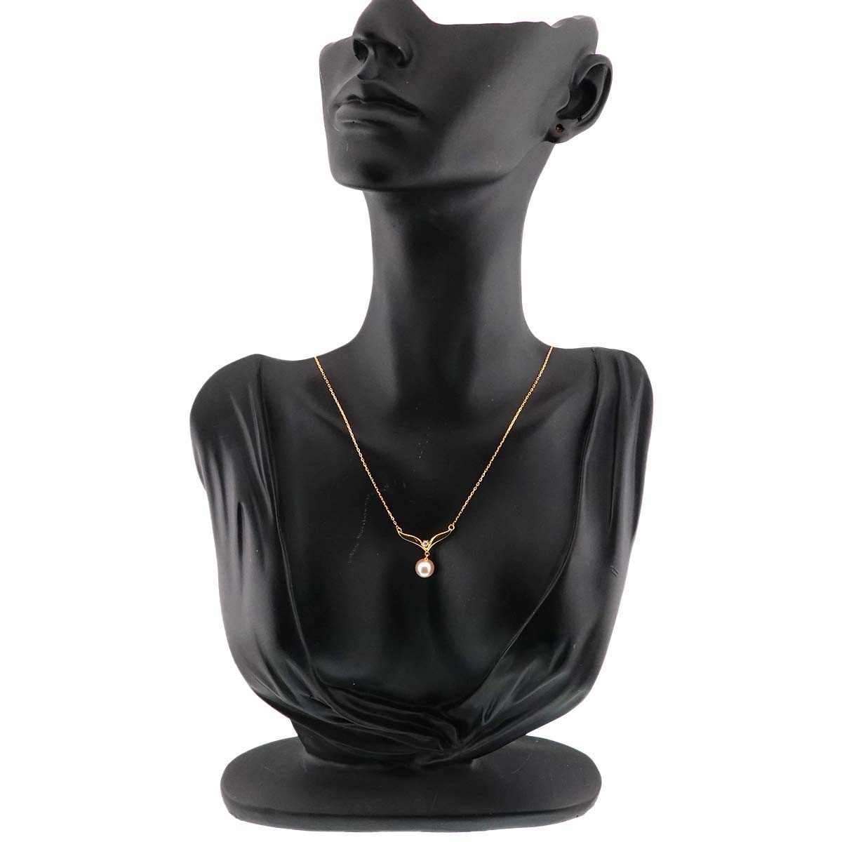 Akoya Pearl 7.3mm Diamond Necklace 18K Yellow Gold 750