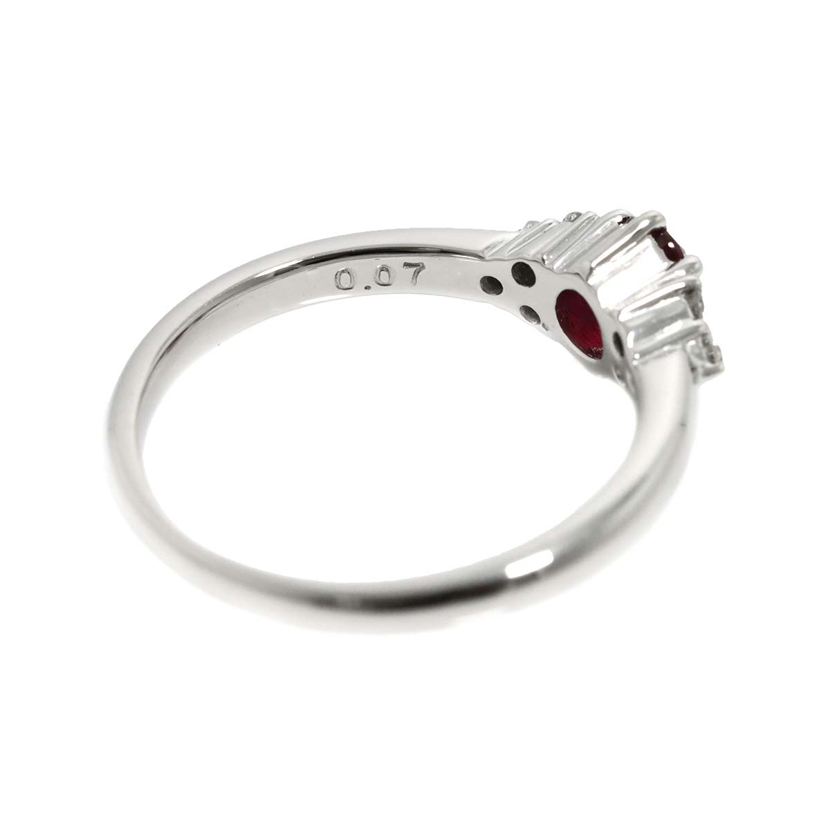 Ruby 0.47ct Diamond 0.07ct Ring Pt Platinum 5.25(US)