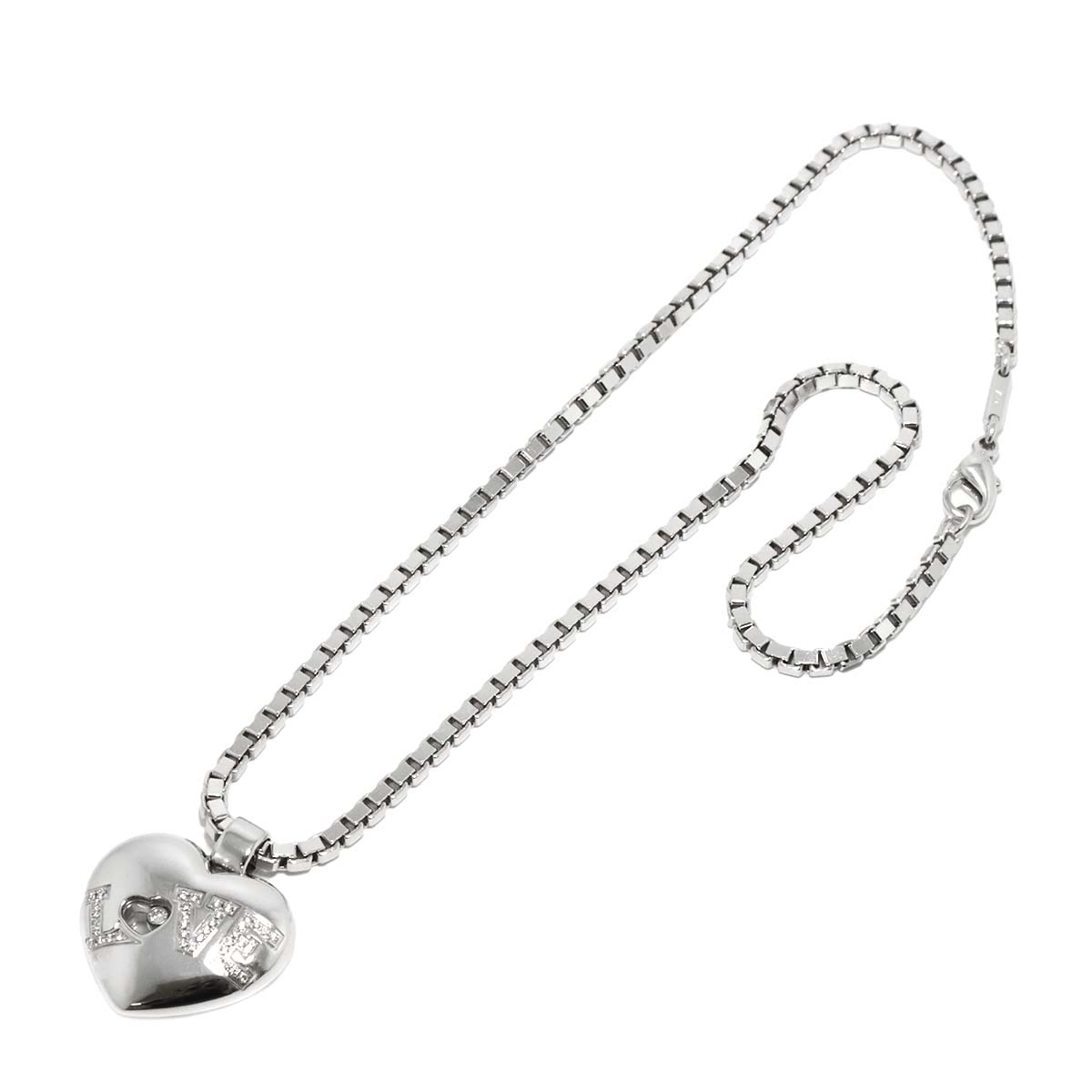 Happy Diamond Heart LOVE Diamond Necklace 18K WG 750