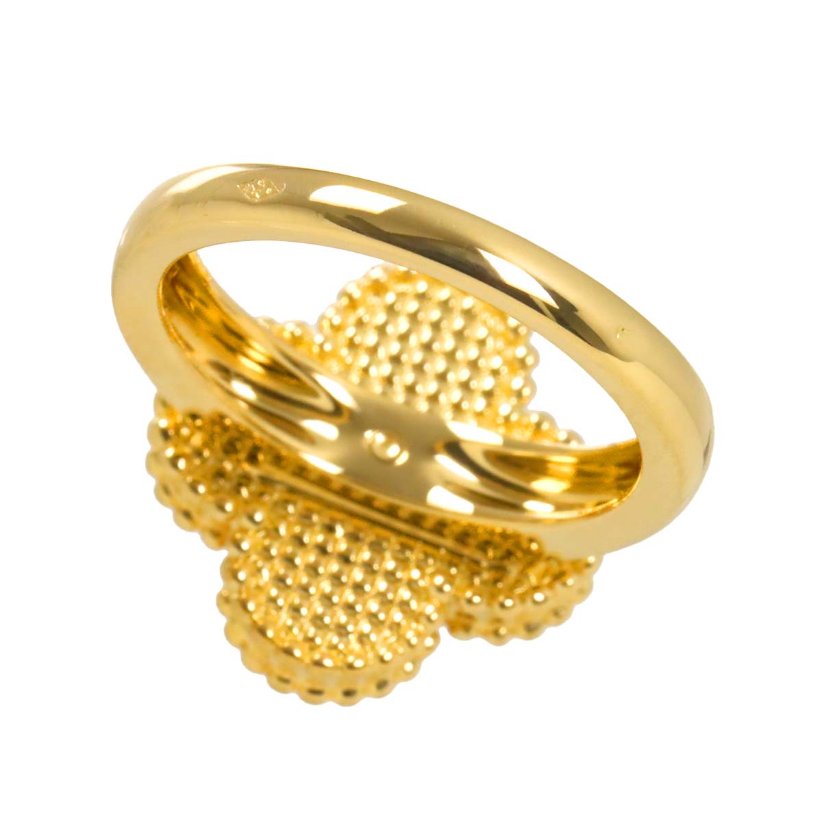 Vintage Alhambra MOP Diamond Ring 18K YG size48 4.5 US