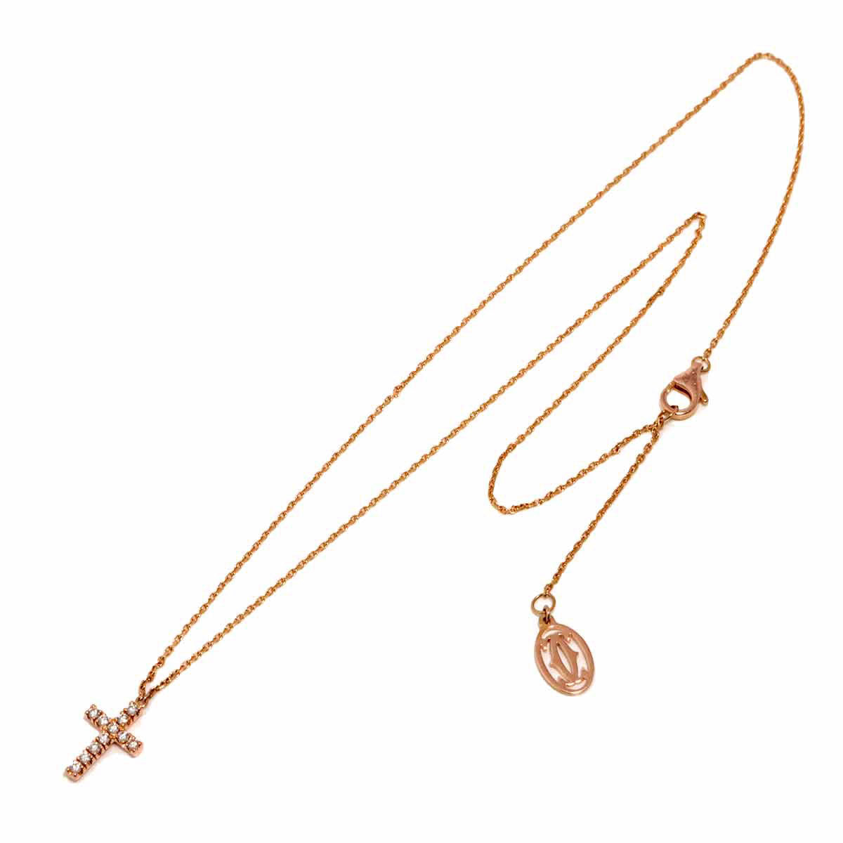 Cross Diamond Necklace 18K Pink Gold 750