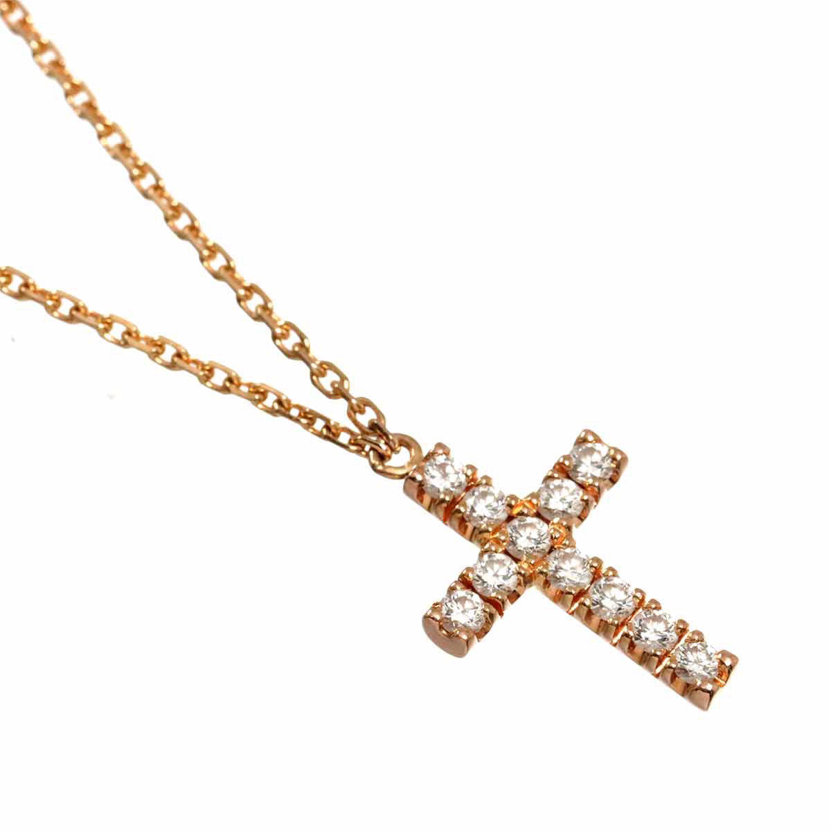 Cross Diamond Necklace 18K Pink Gold 750