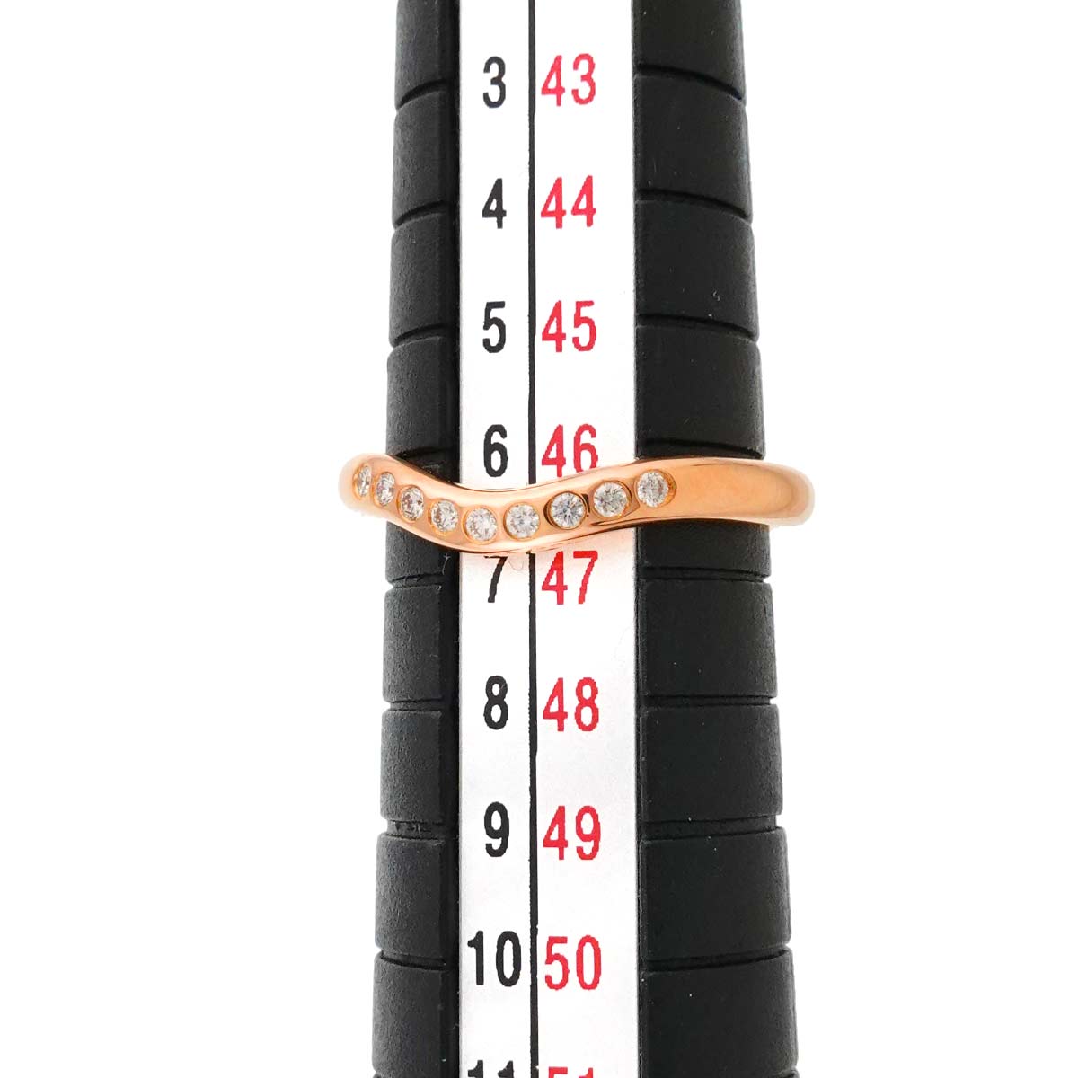 Curved Band Diamond Ring 18K PG 750 Size3.75-4(US)