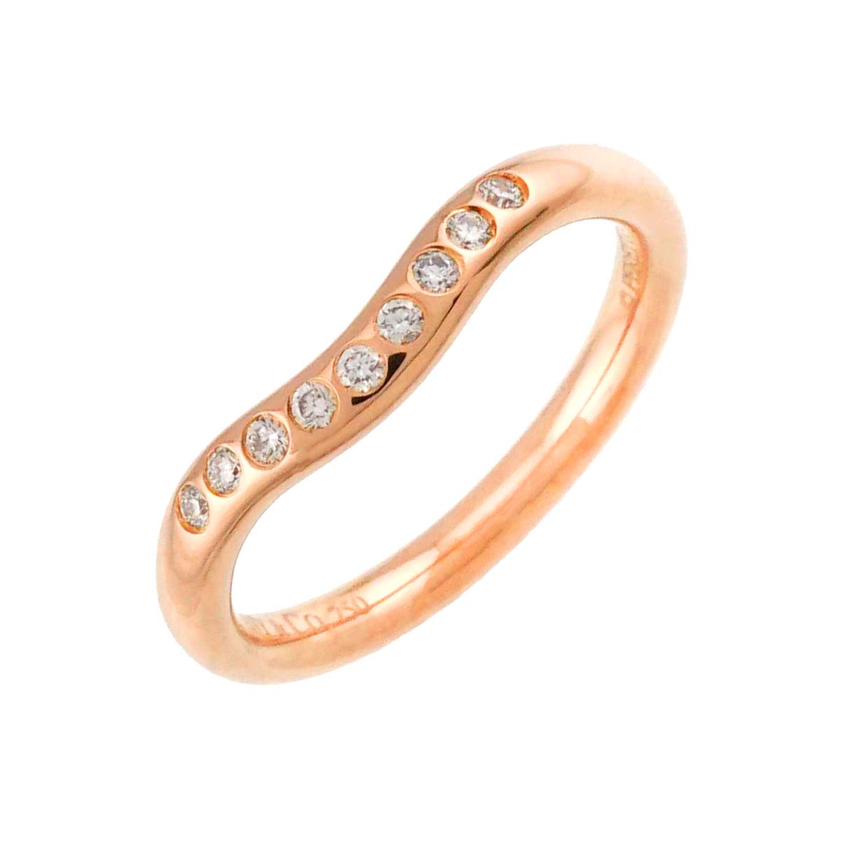 Curved Band Diamond Ring 18K PG 750 Size3.75-4(US)