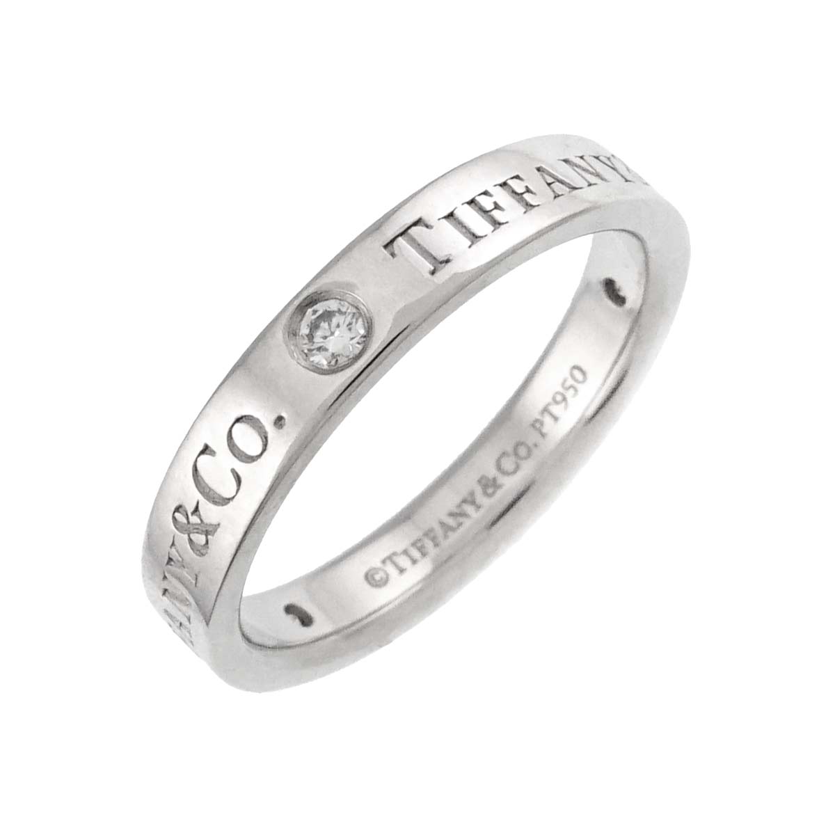 Logo Band Ring Diamond 3P Platinum Size4.5(US)