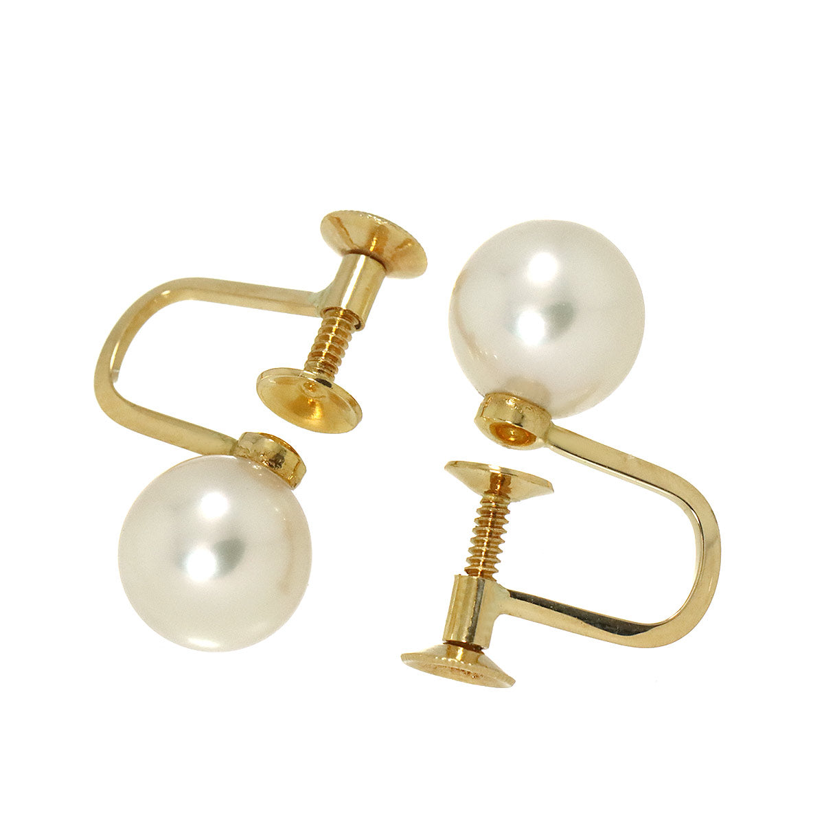 Akoya Pearl 8.2mm Diamond Earrings Clip on 18K YG 750