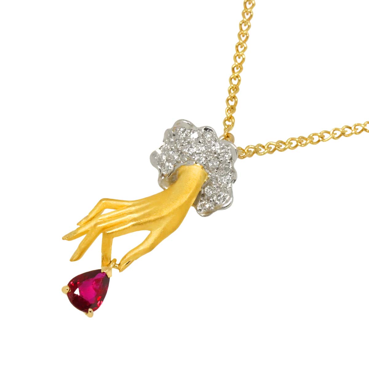 Ruby Diamond Necklace 18K YG WG 750