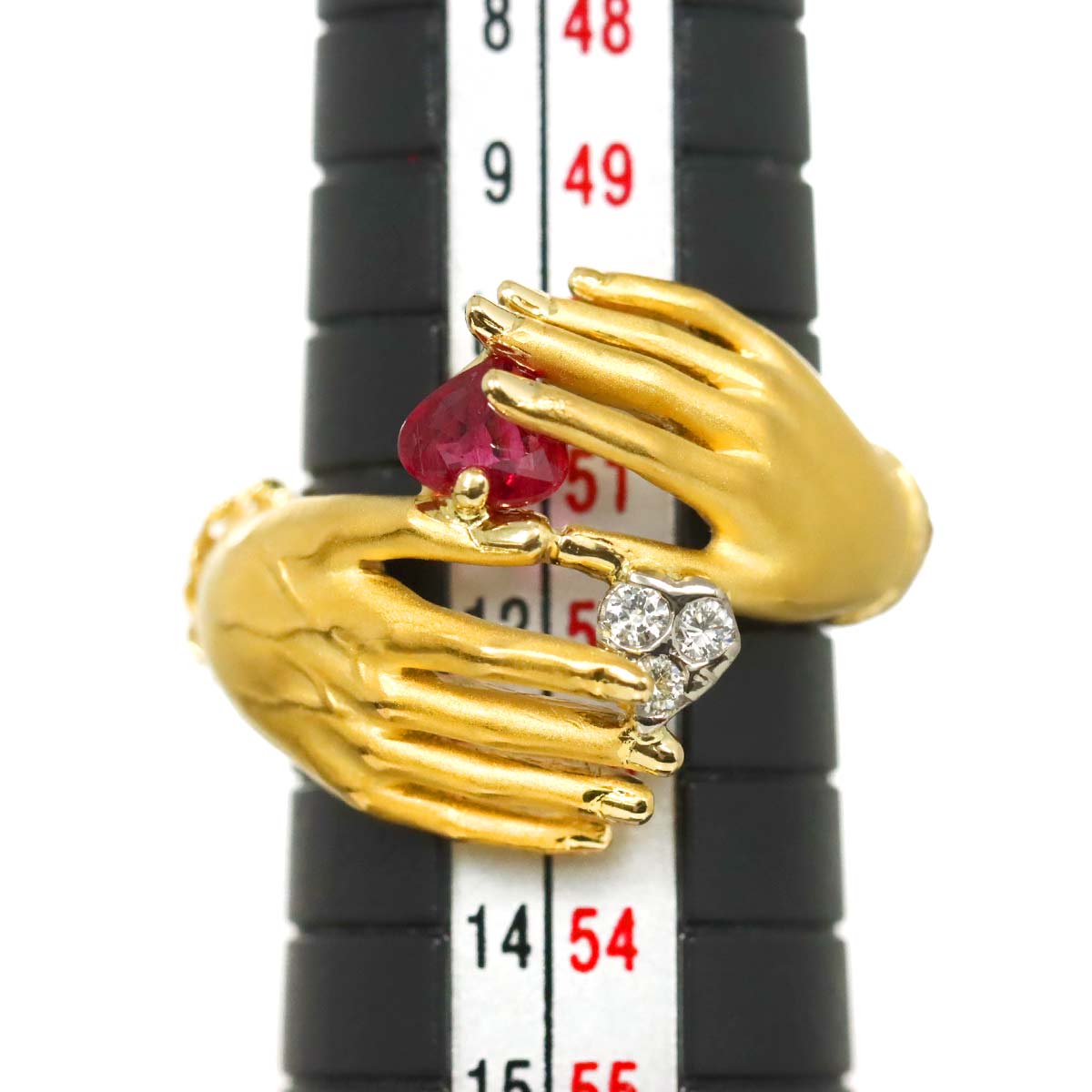 Ruby Diamond Ring K18 YG 750 Size6(US)