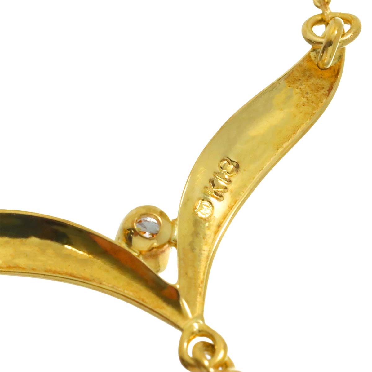 Akoya Pearl 7.4mm Diamond Necklace 18K Yellow Gold 750