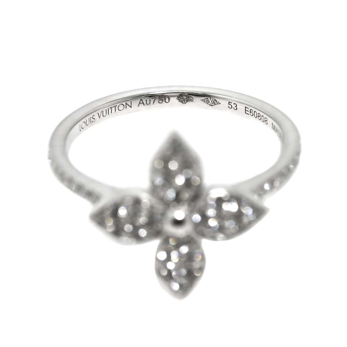 Star Blossom Diamond Ring 18K WG 750 size53 6.25-6.5(US)