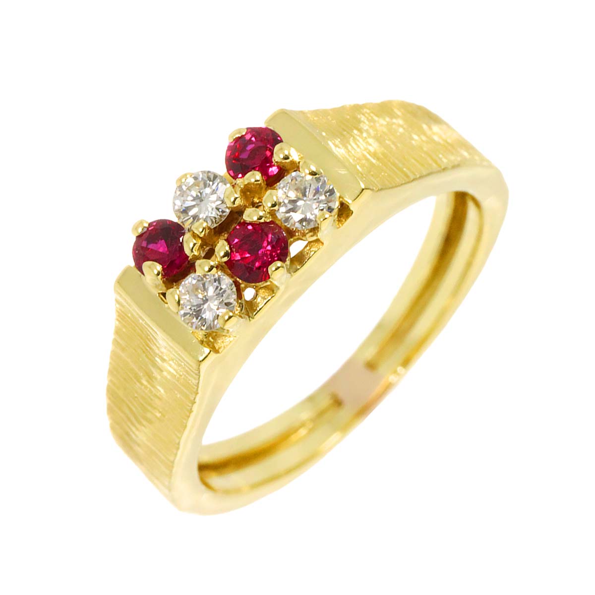Ruby Diamond Ring 18K YG 750 size6.25-6.5(US)