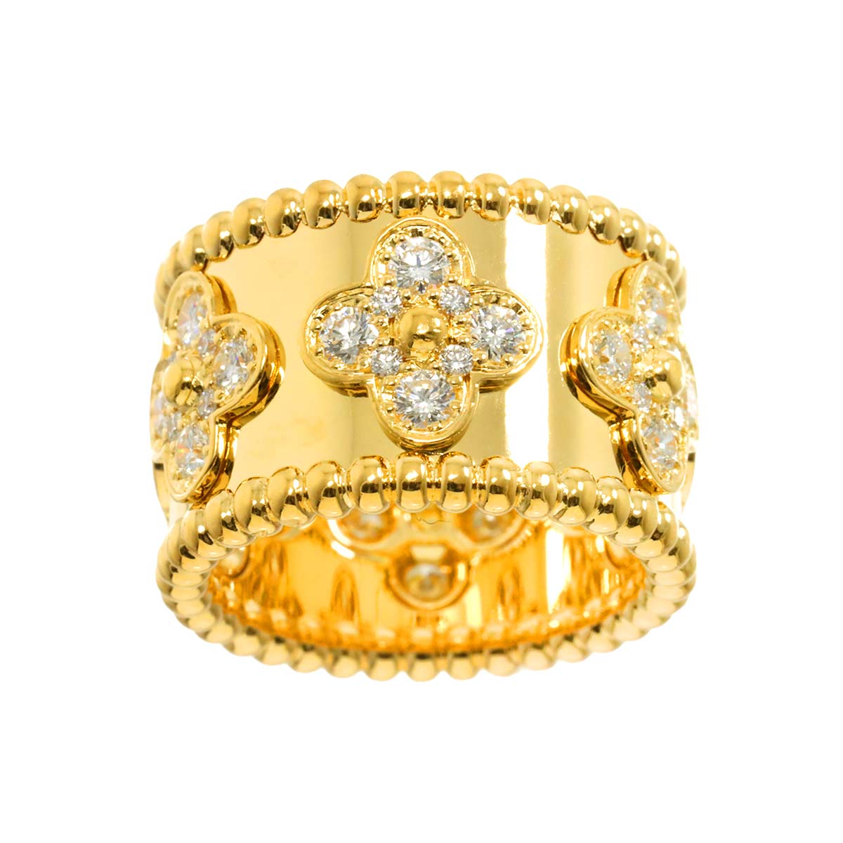 Perlee clover Diamond Ring 18K YG 750 48 4.5(US)