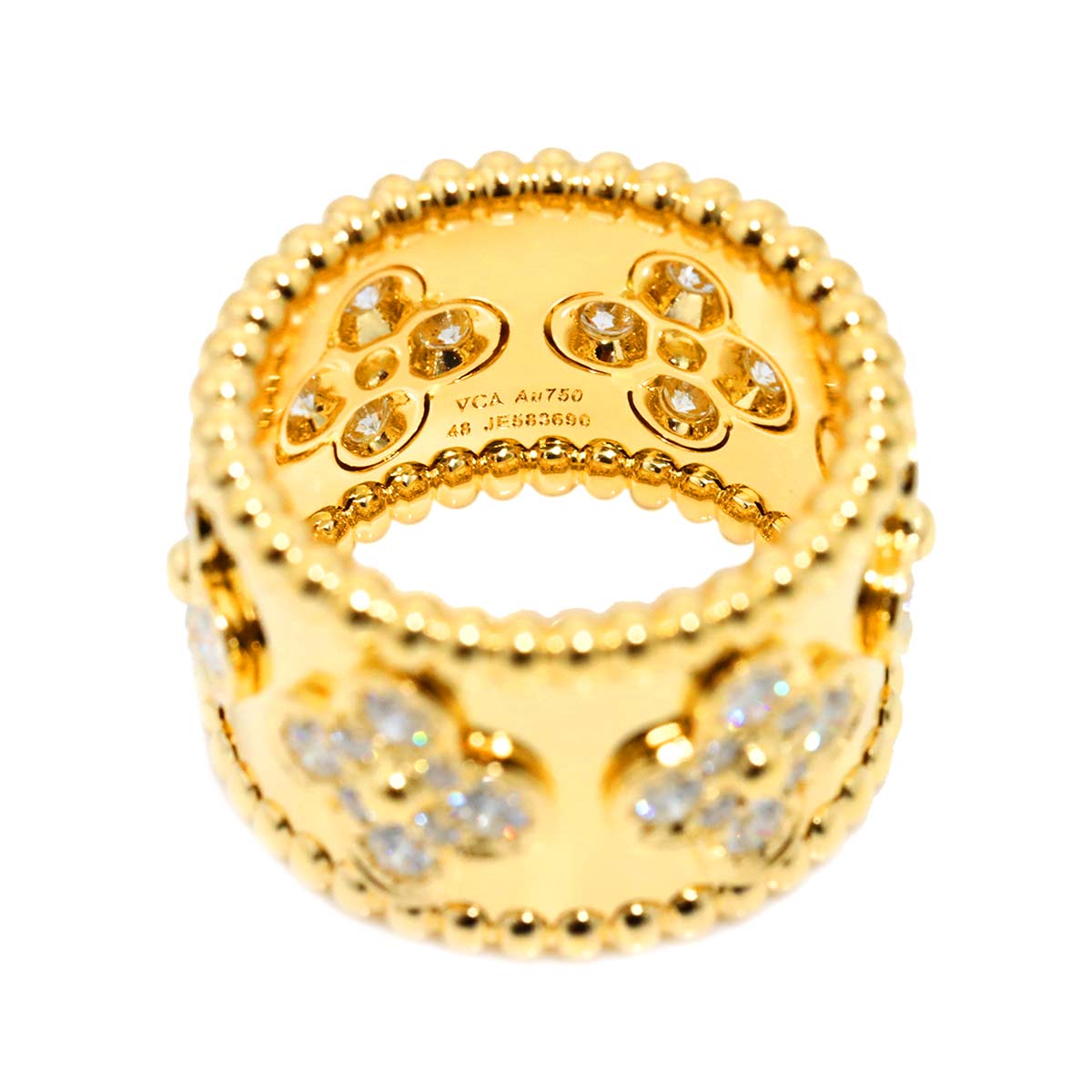 Perlee clover Diamond Ring 18K YG 750 48 4.5(US)