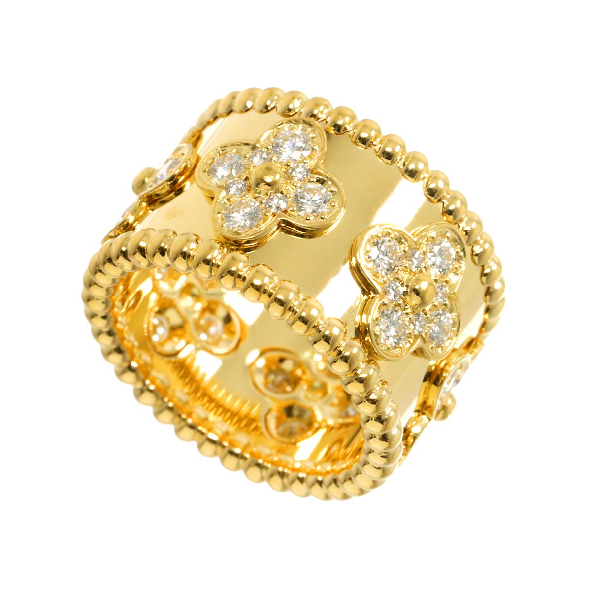 Perlee clover Diamond Ring 18K YG 750 48 4.5(US)