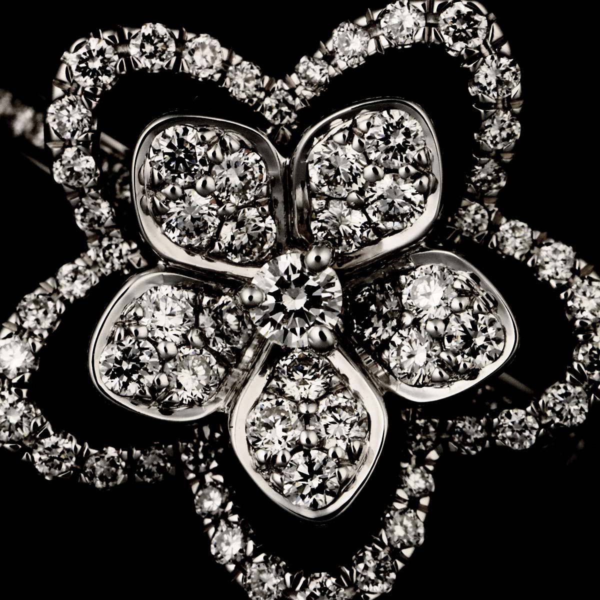 Wildflower Diamond Ring 18K WG 750 size6-6.25(US)