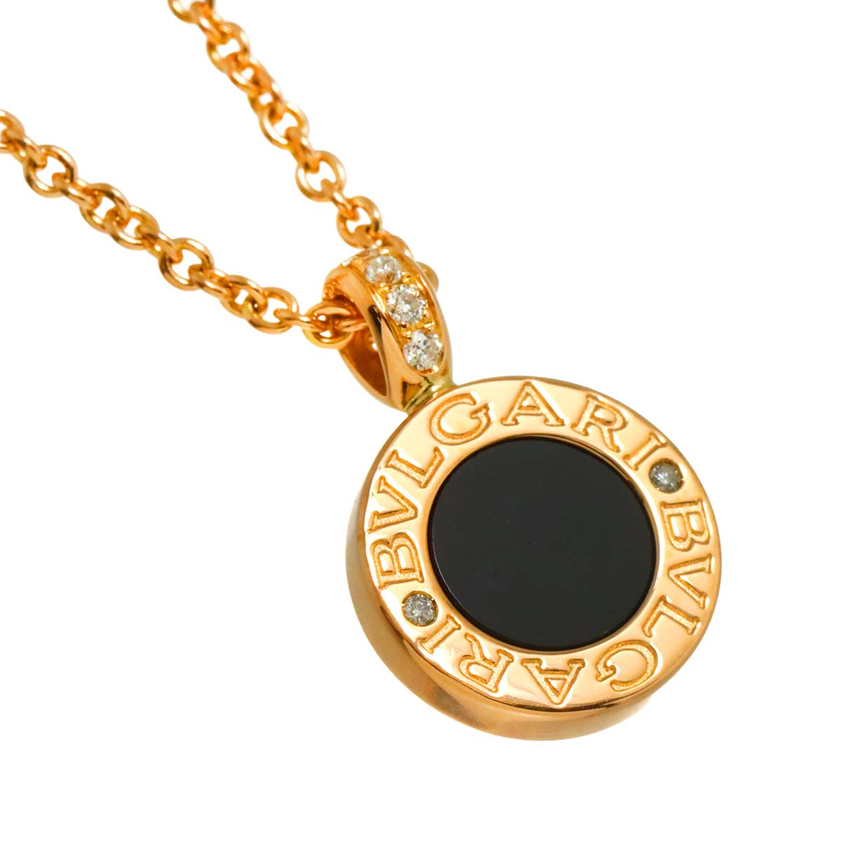 BVLGARIBVLGARI Mother of Pearl Diamond Onyx Necklace 18K PG 750