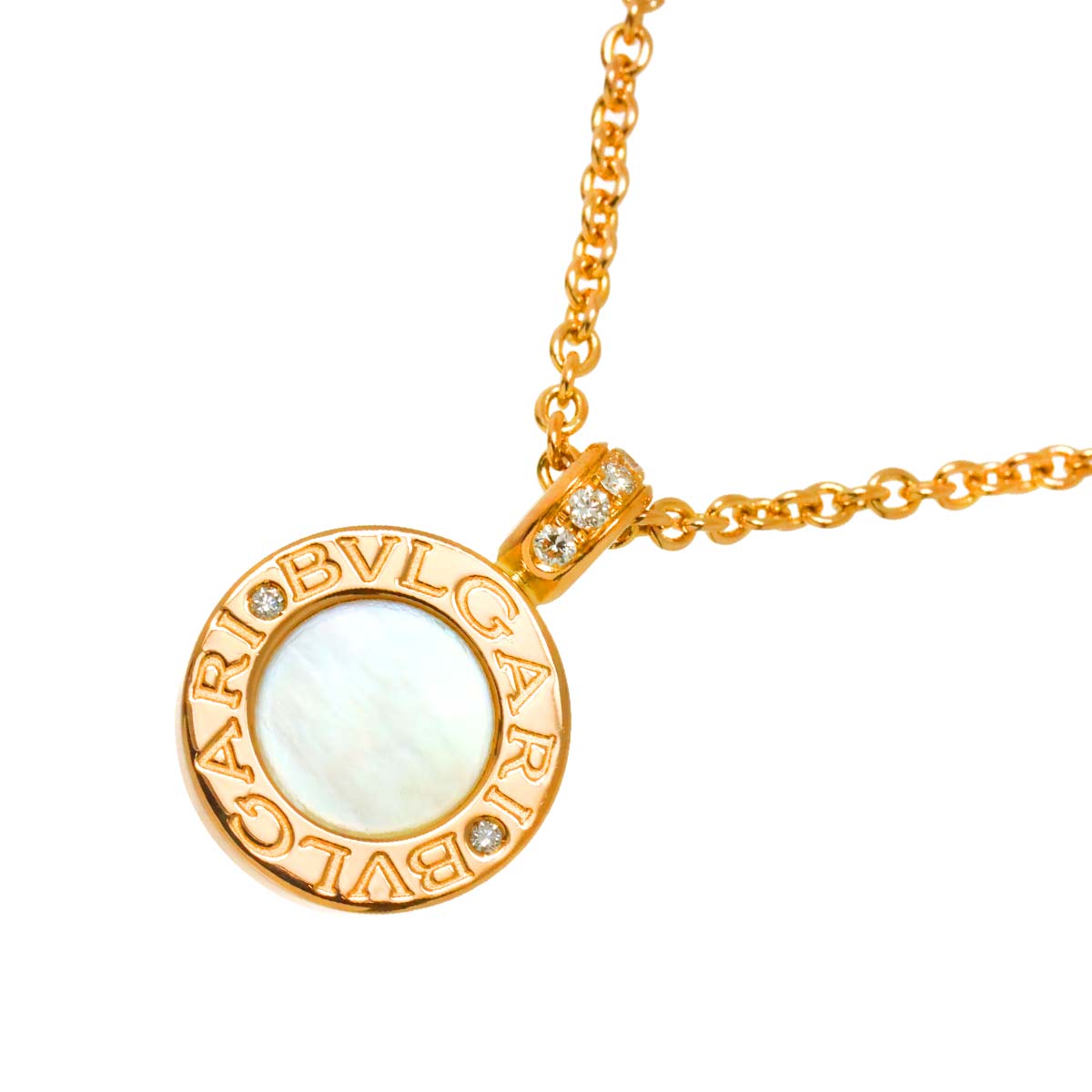 BVLGARIBVLGARI Mother of Pearl Diamond Onyx Necklace 18K PG 750