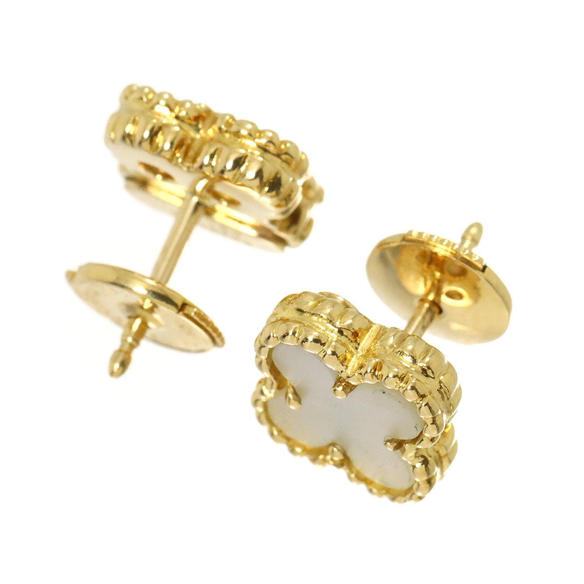 Sweet Alhambra Shell Earrings Pierced 18K YG 750