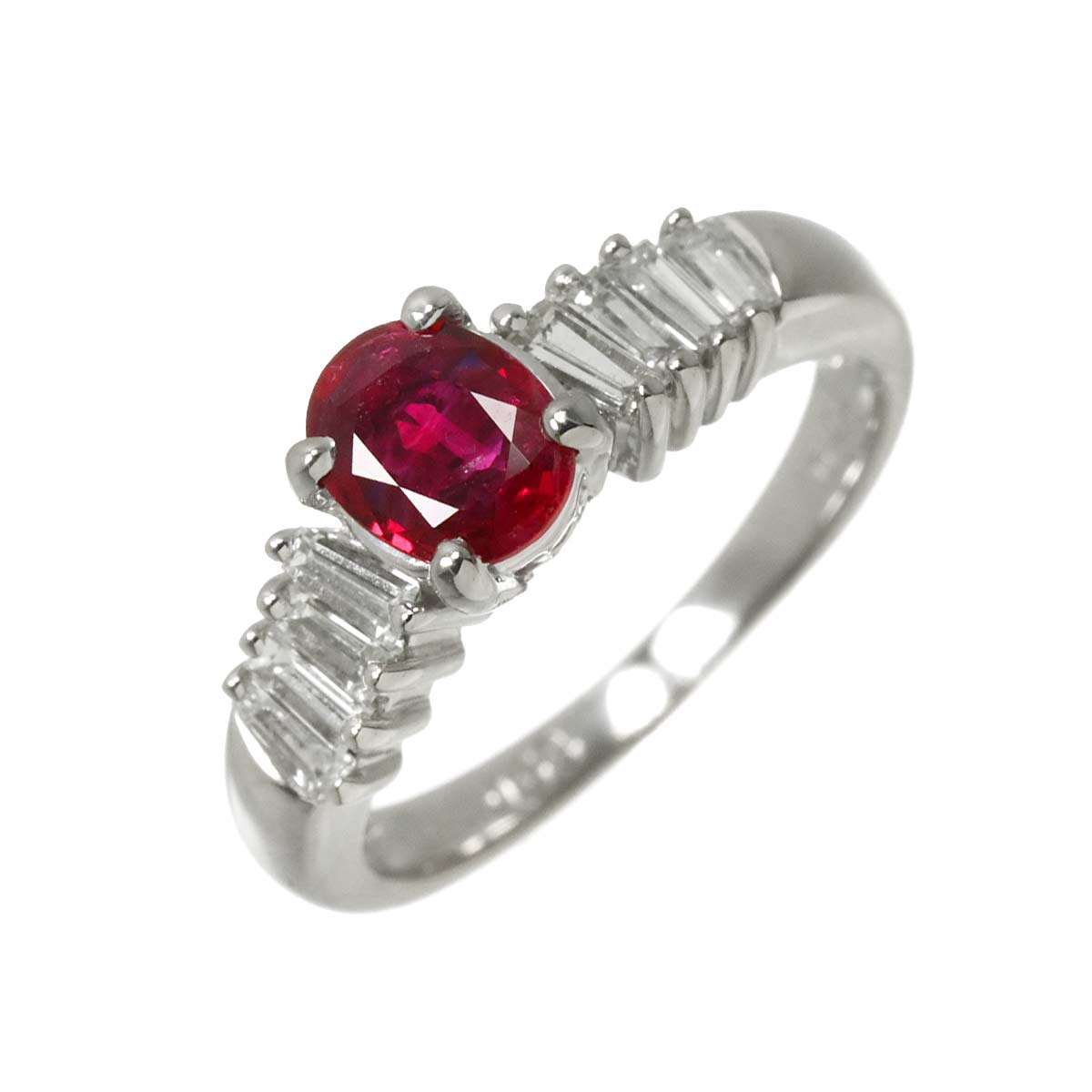 Ruby 0.68ct Diamond 0.46ct Ring Pt Platinum 5.25(US)