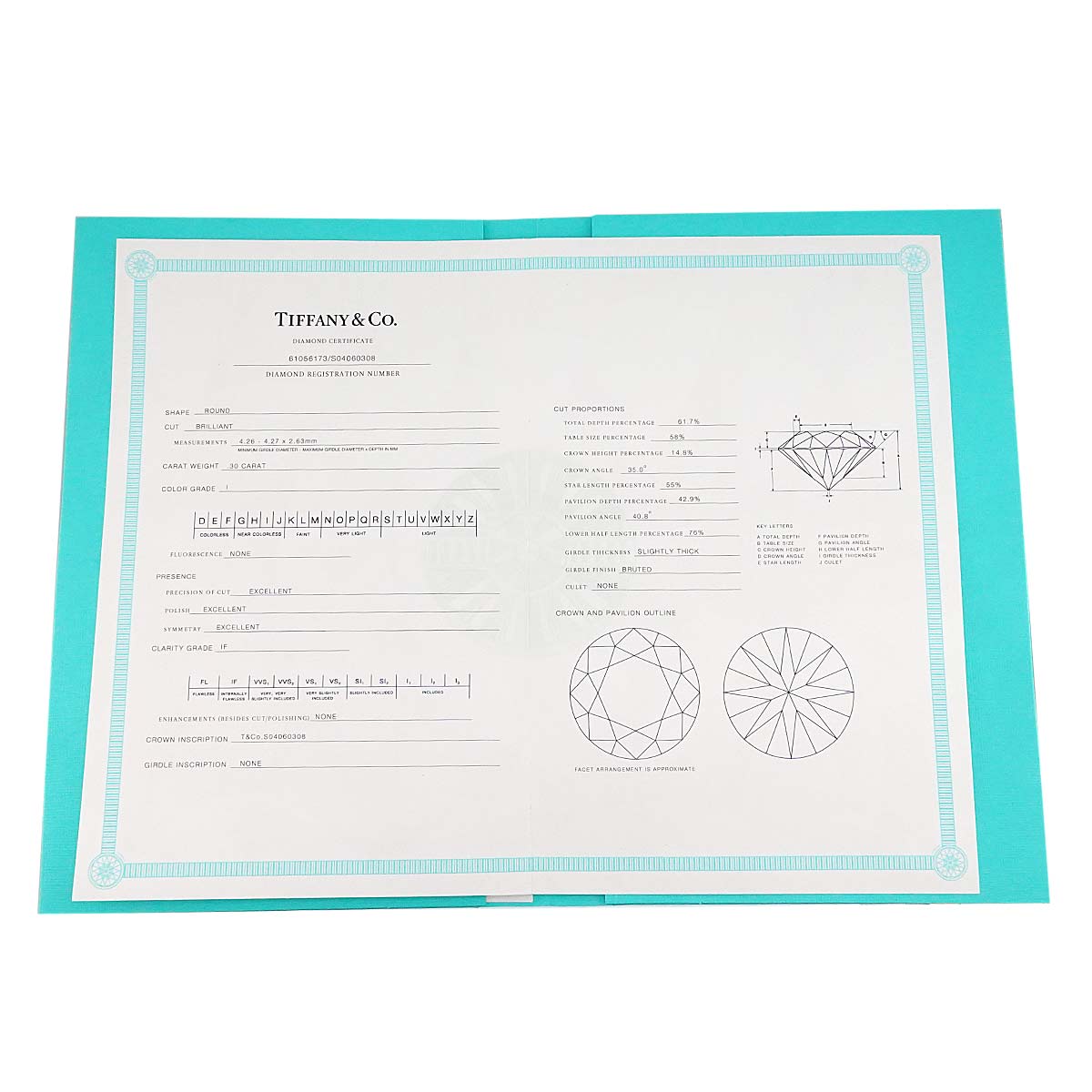 Diamond 0.30ct I/IF/3EX Ring Platinum Size4.5(US)