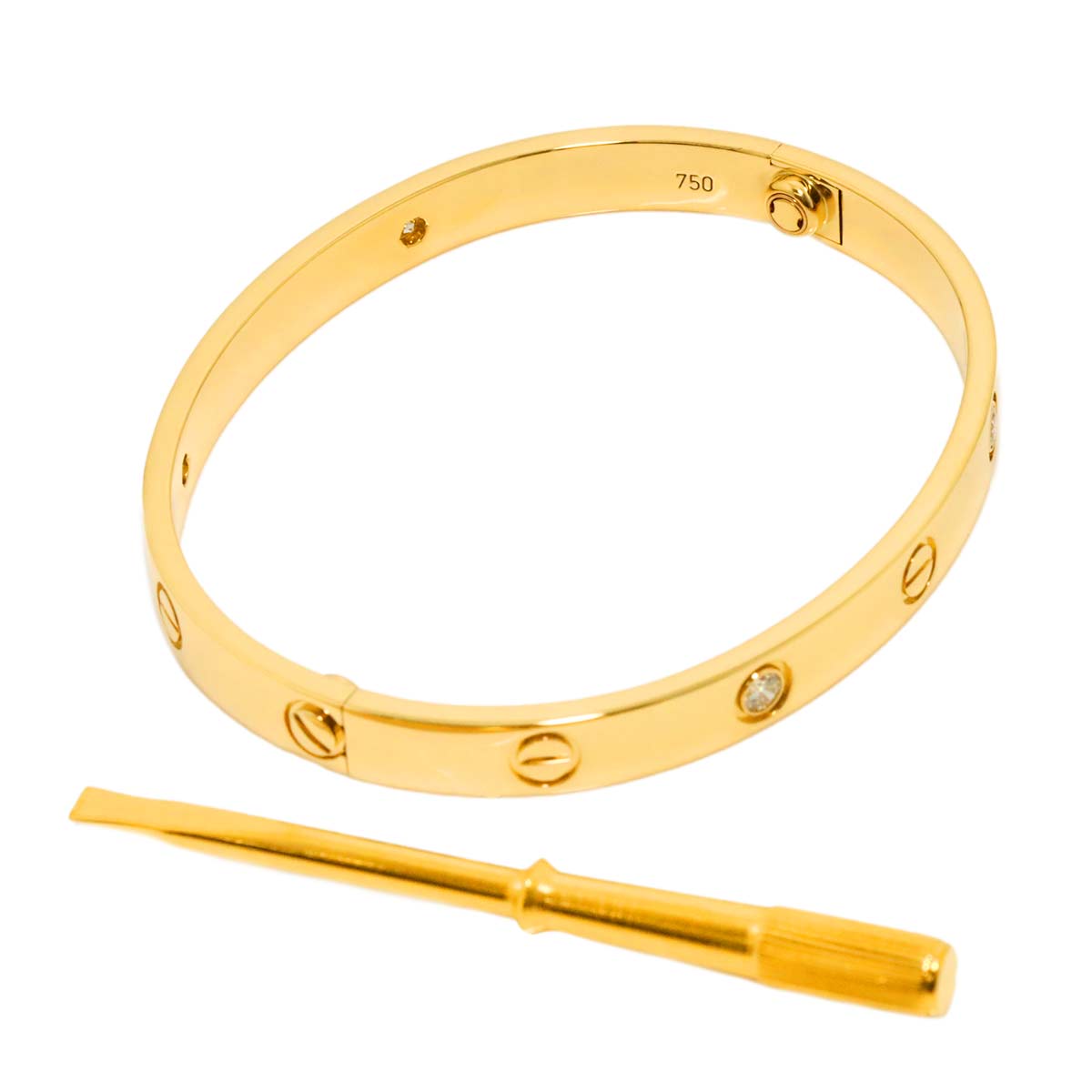 Love Bracelet Diamond 4P Bangle 18K YG 750 Size17