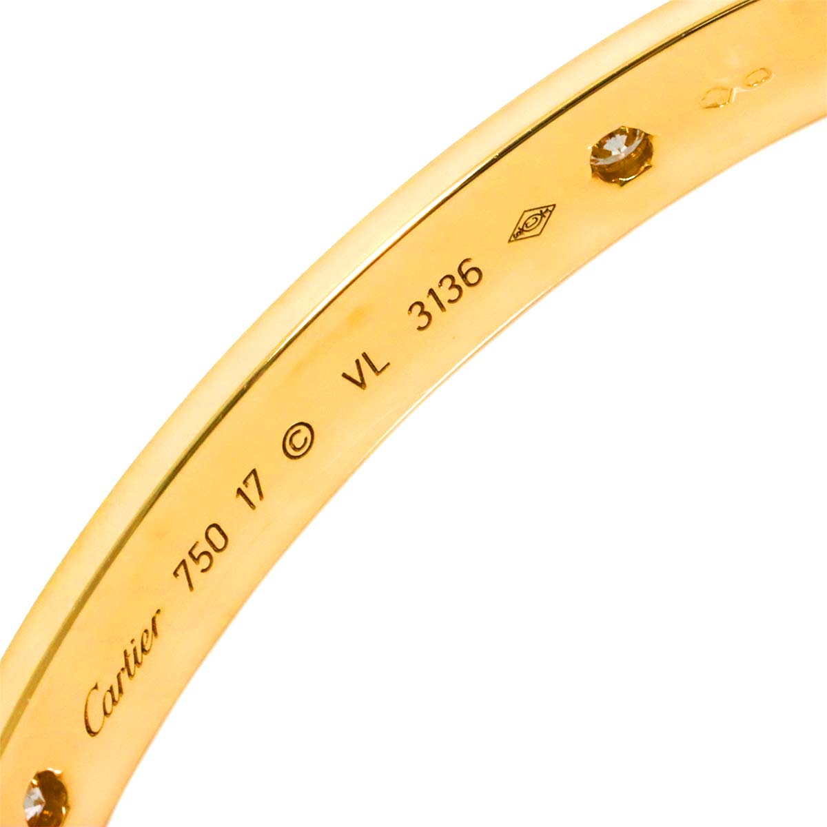 Love Bracelet Diamond 4P Bangle 18K YG 750 Size17