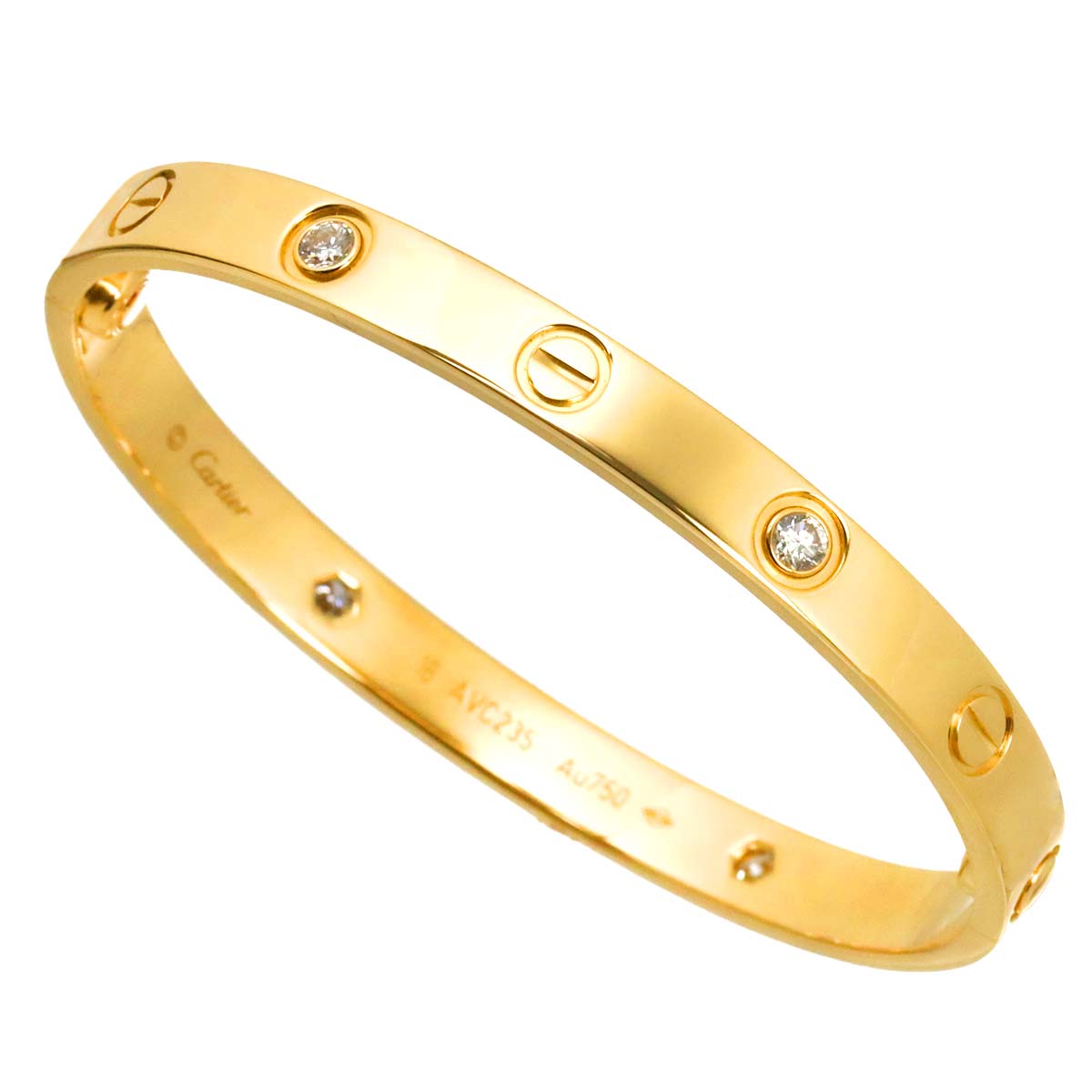 Love Bracelet Diamond 4P Bangle 18K YG 750 Size16