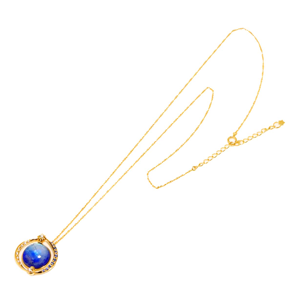 Star Jewelry Lapis Lazuli Moonstone Multi Stone Necklace 18K YG 750