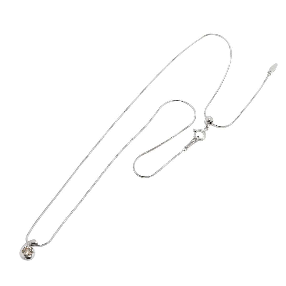 Brown Diamond 0.30ct Necklace 18K White Gold 750