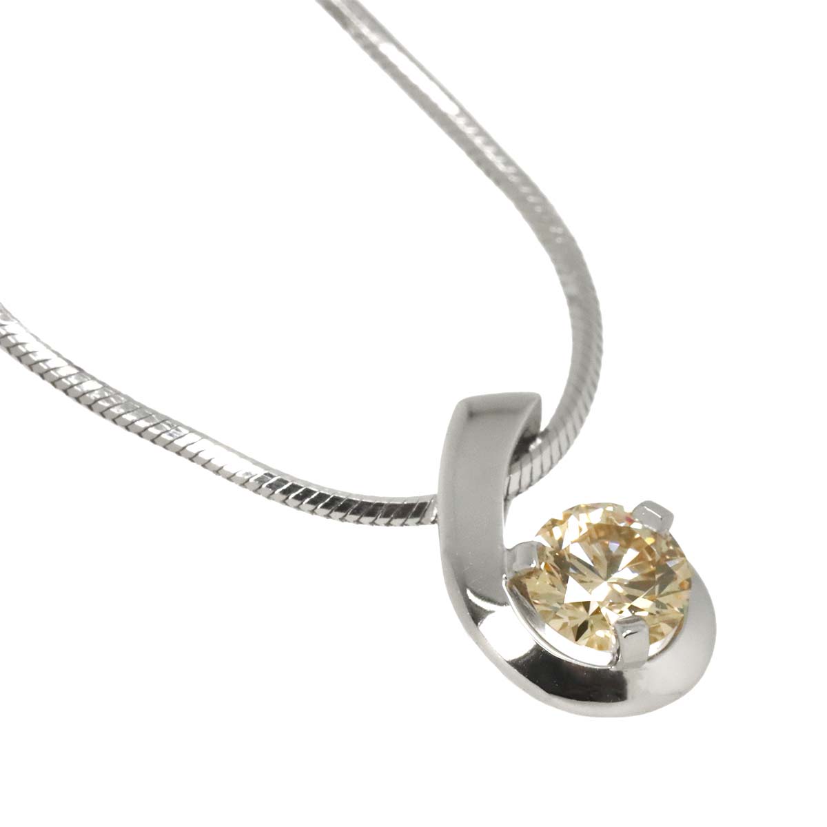 Brown Diamond 0.30ct Necklace 18K White Gold 750