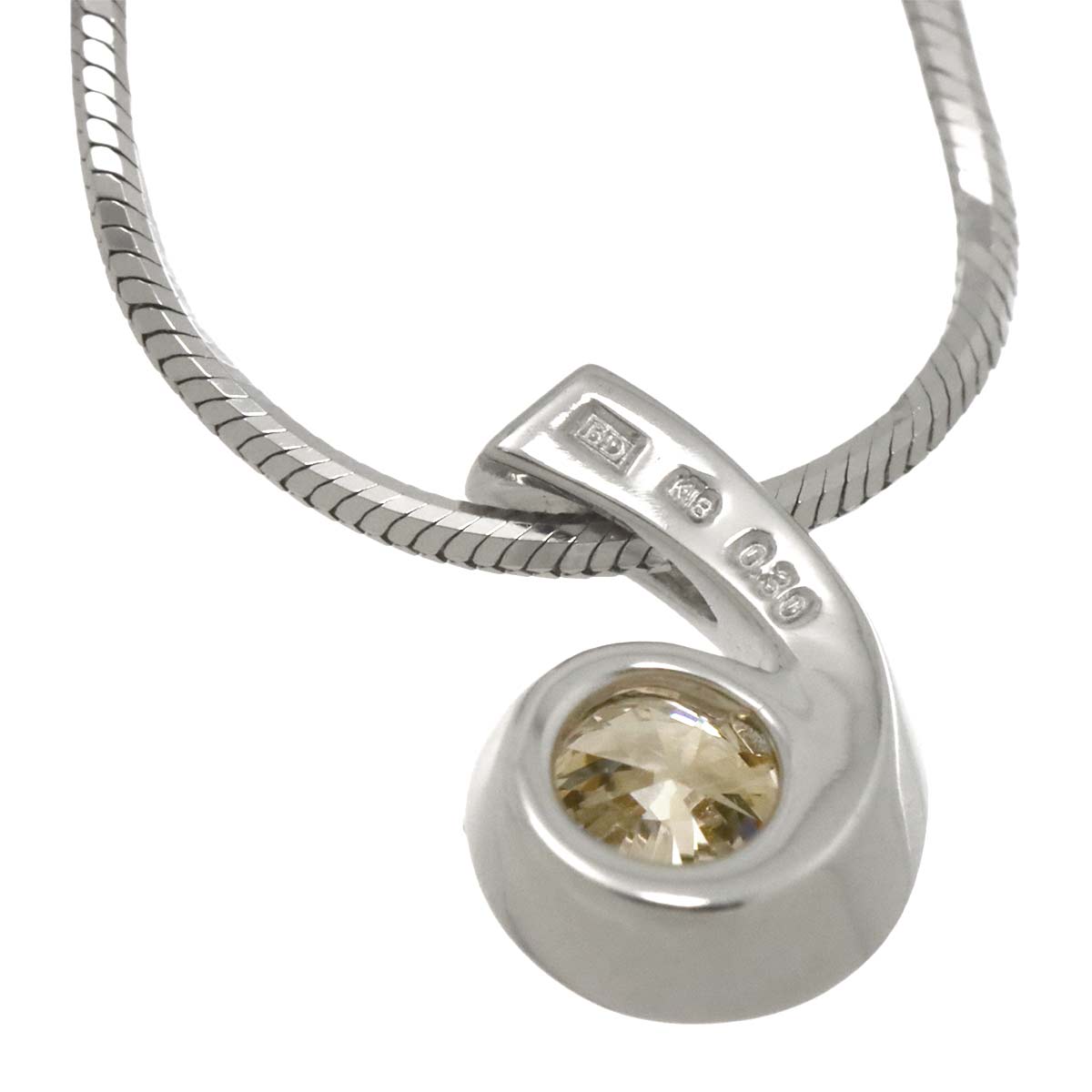 Brown Diamond 0.30ct Necklace 18K White Gold 750