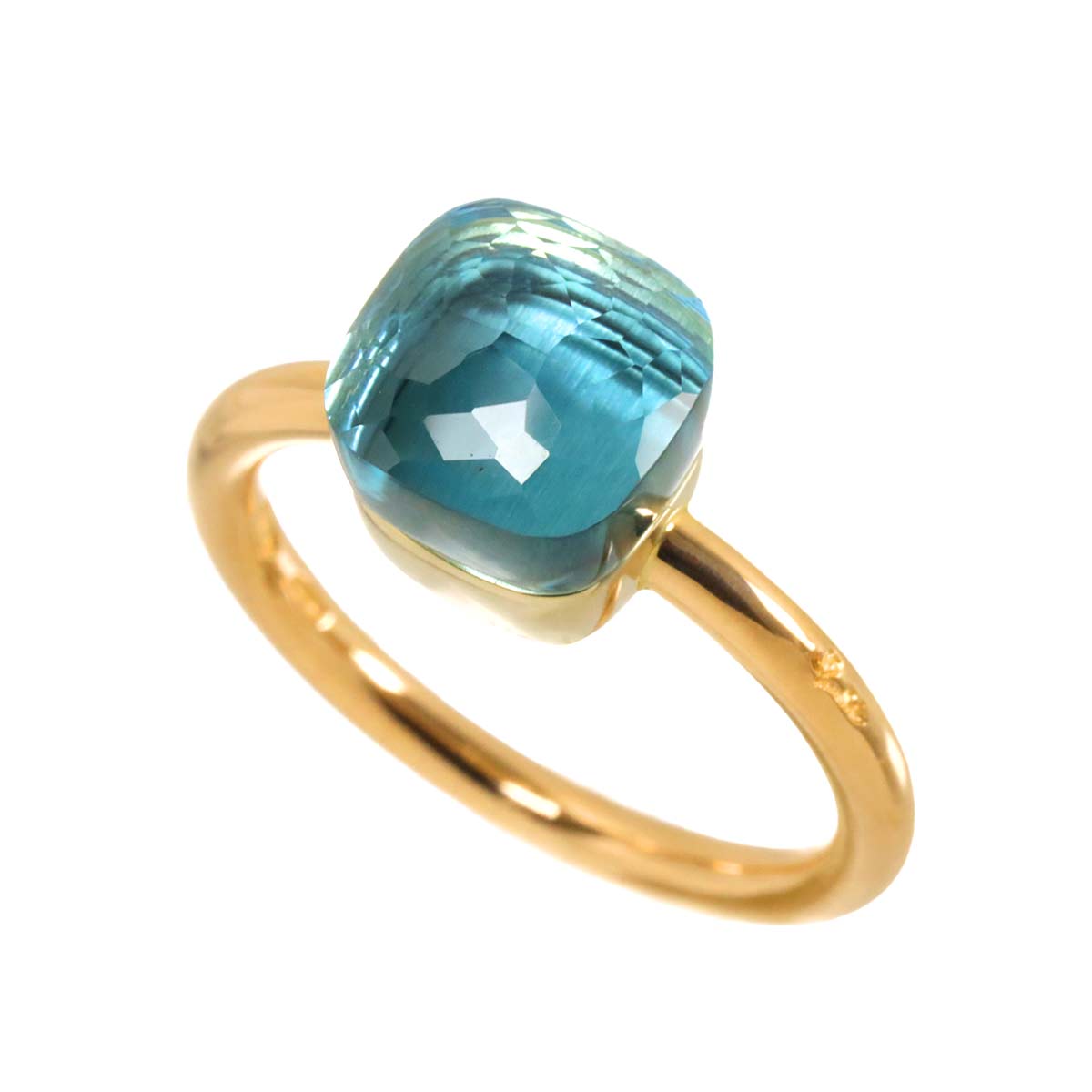BlueTopaz Petit Ring 18K PG WG 750 size51 5.5-5.75(US)