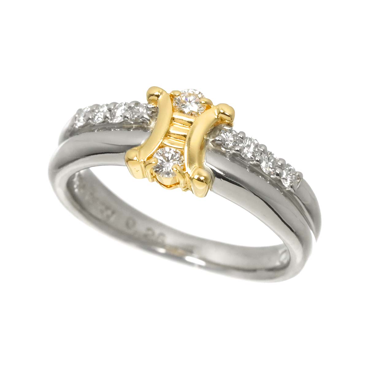 Triomphe Diamond 0.26ct Ring 18K YG 750 Pt size6(US)