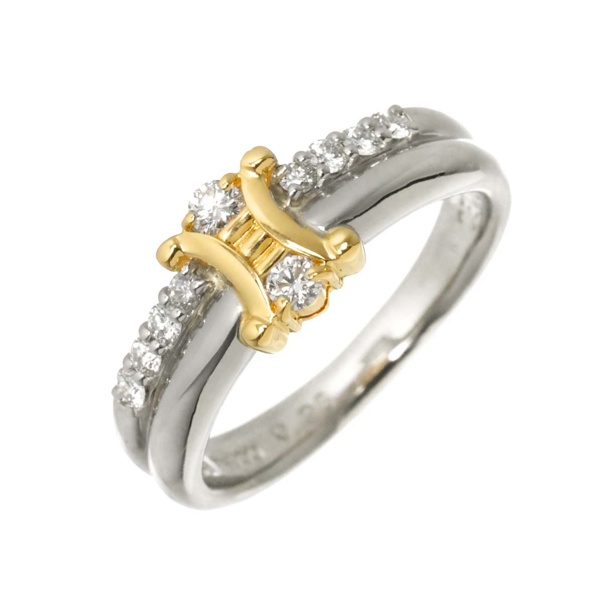Triomphe Diamond 0.26ct Ring 18K YG 750 Pt size6(US)